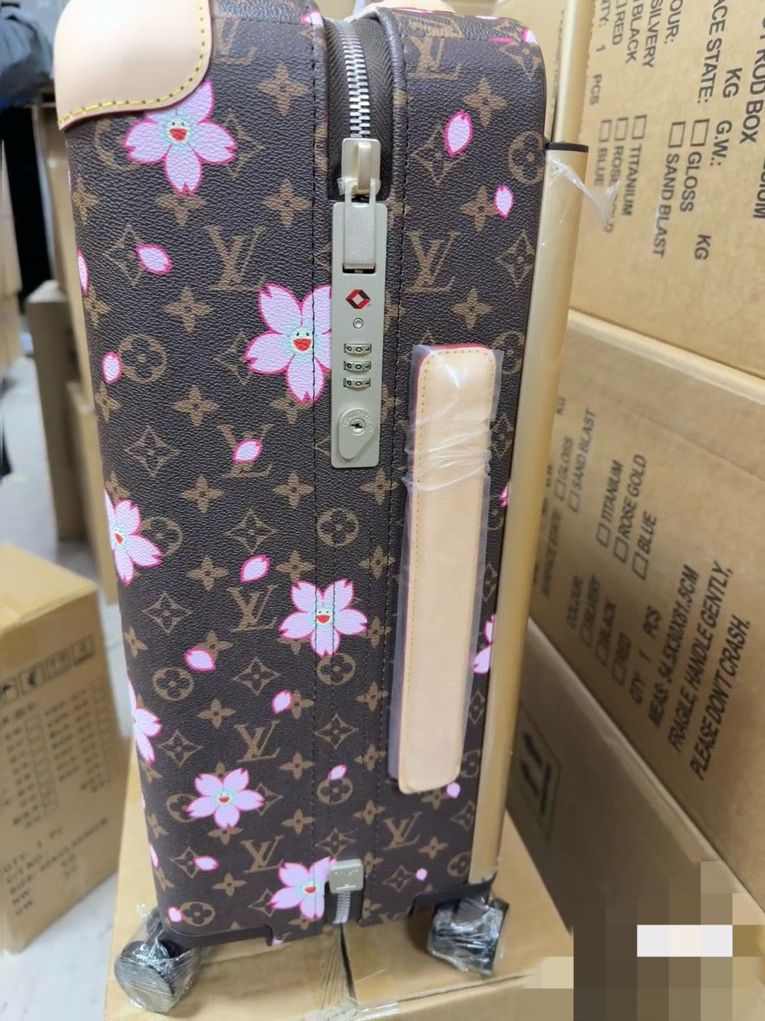 Louis Vuitton x Takashi Murakami Horizon Cherry Blossom Series 20-inch Luggage Coated Canvas Solid Color Travel Box Bag Bags M13788 #81581