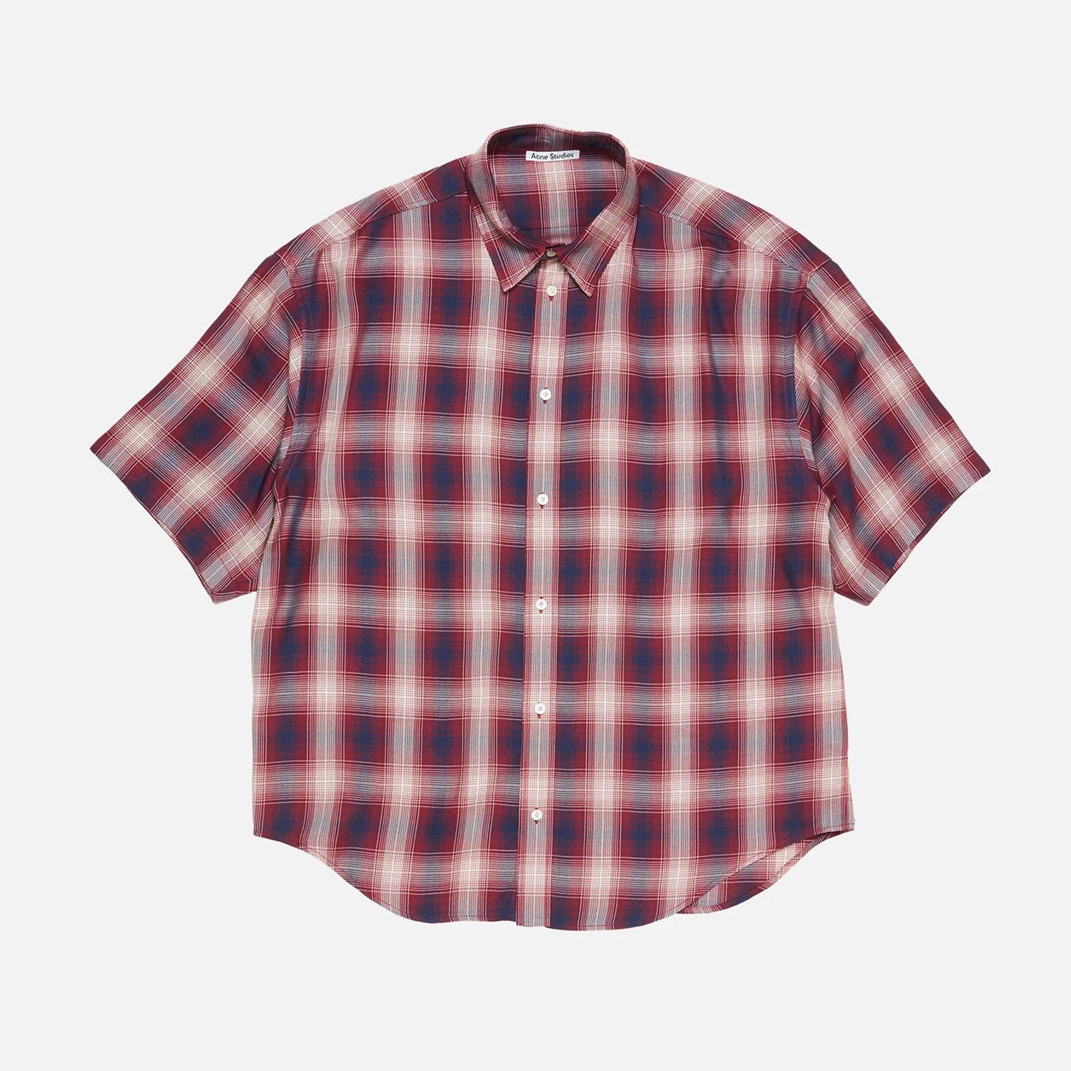 Acne Studios Men's & Women's Summer Checkered Button-Up Color-Blocked Casual Short-Sleeve Oversized Shirt #81592