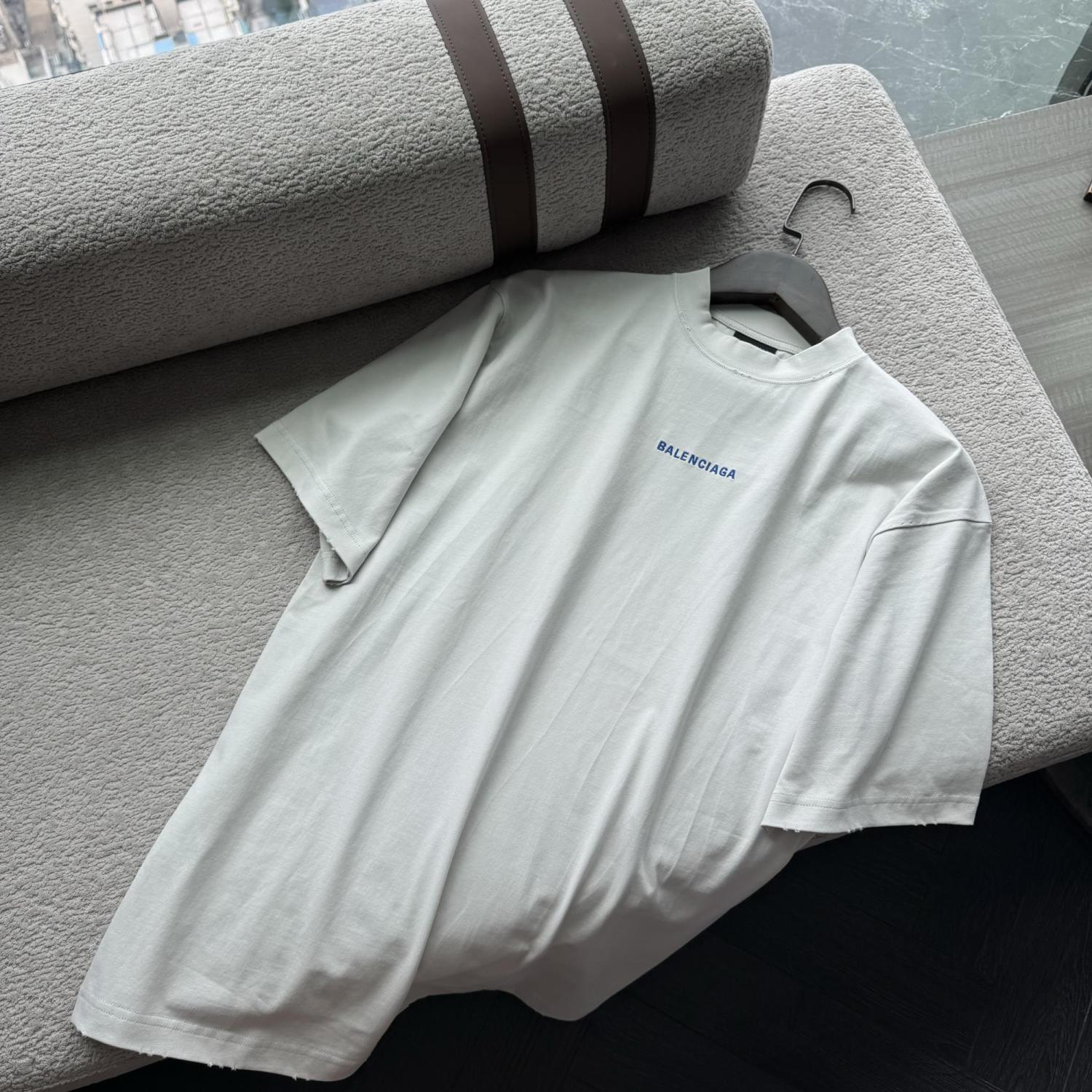 Balenciaga Men's And Women's Summer Solid Color Embroidered Letter Print Cotton Crew Neck Short Sleeve T-shirt #77879