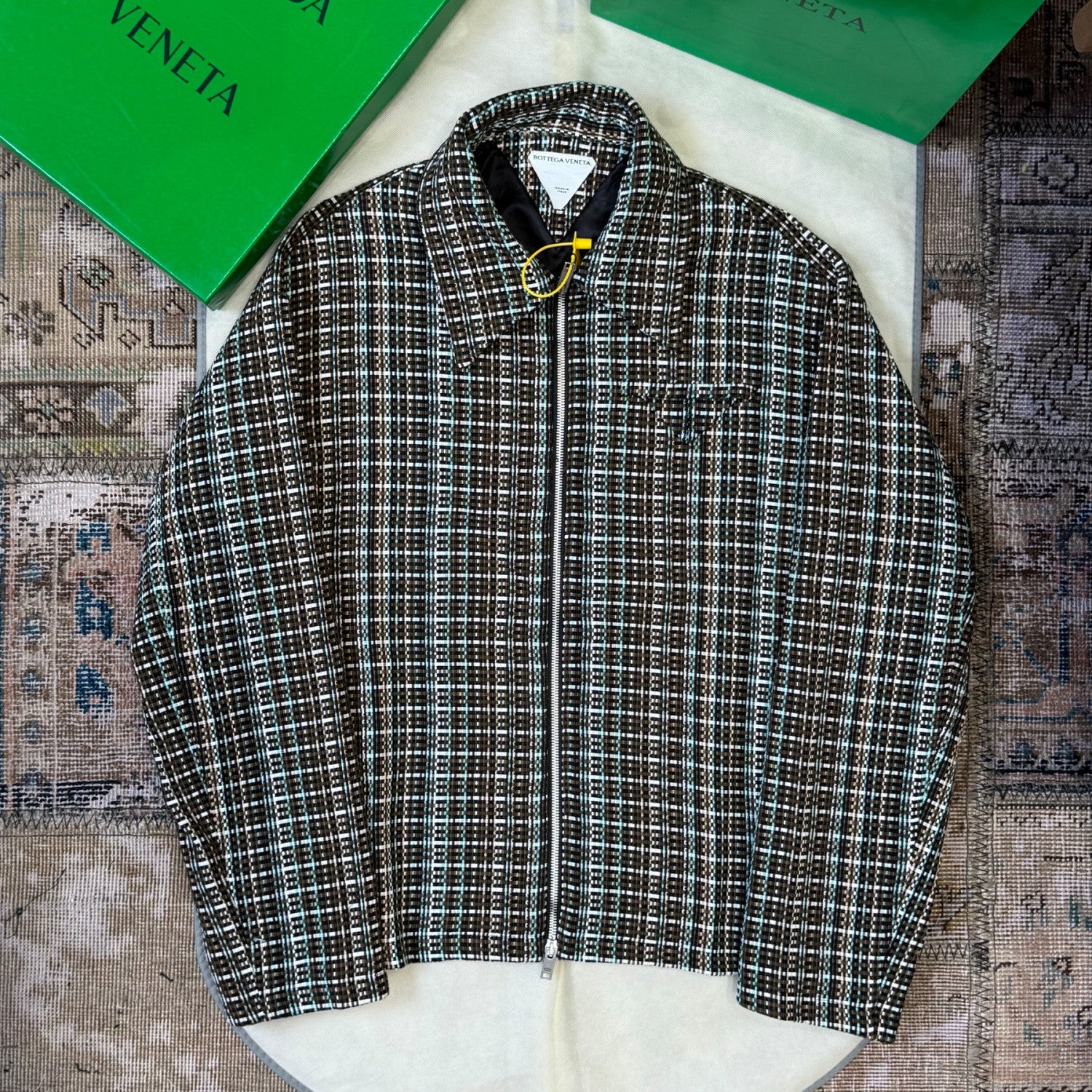 Bottega Veneta Men's Autumn And Winter Fashion Chunky Woven Multi-color Weaving Zipper Drop Shoulder Jacket Coat Lapel Casual Long Sleeve Jacket Ngvp #2474