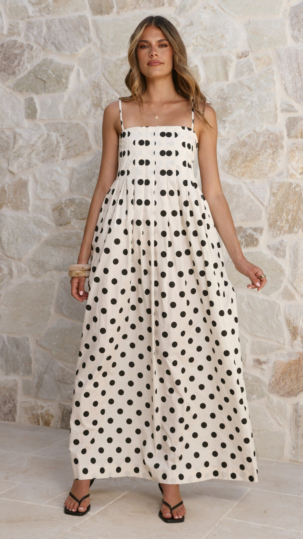 Felicity Maxi Dress - White/Black Spot
