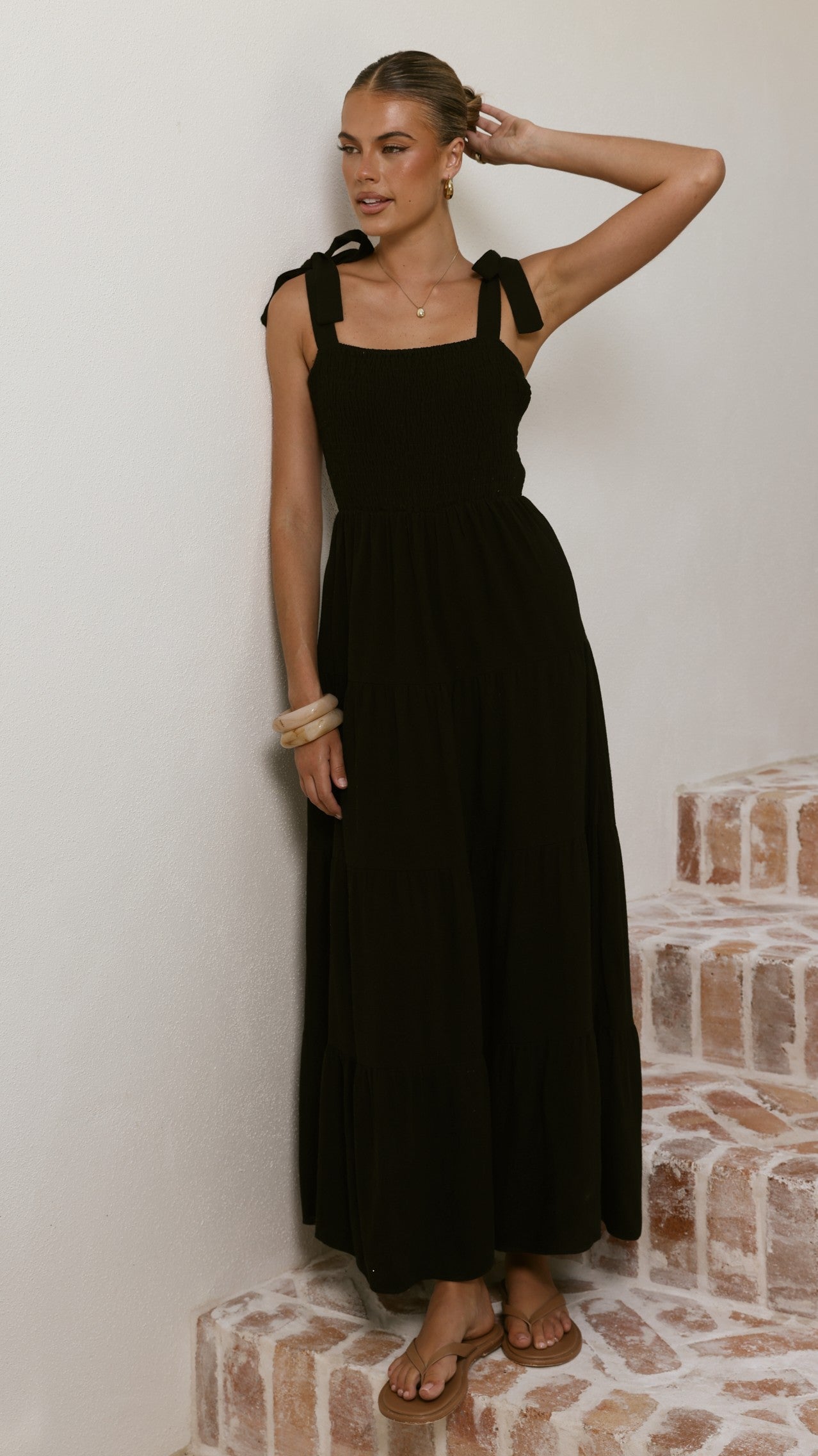 Carlina Tiered Maxi Dress - Black
