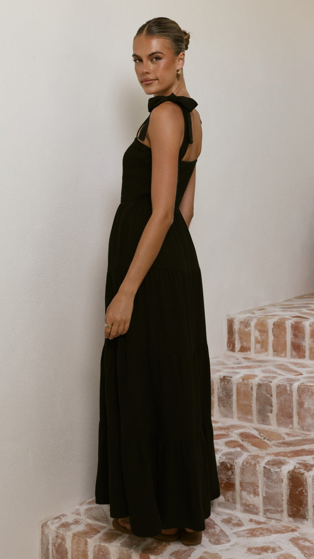 Carlina Tiered Maxi Dress - Black