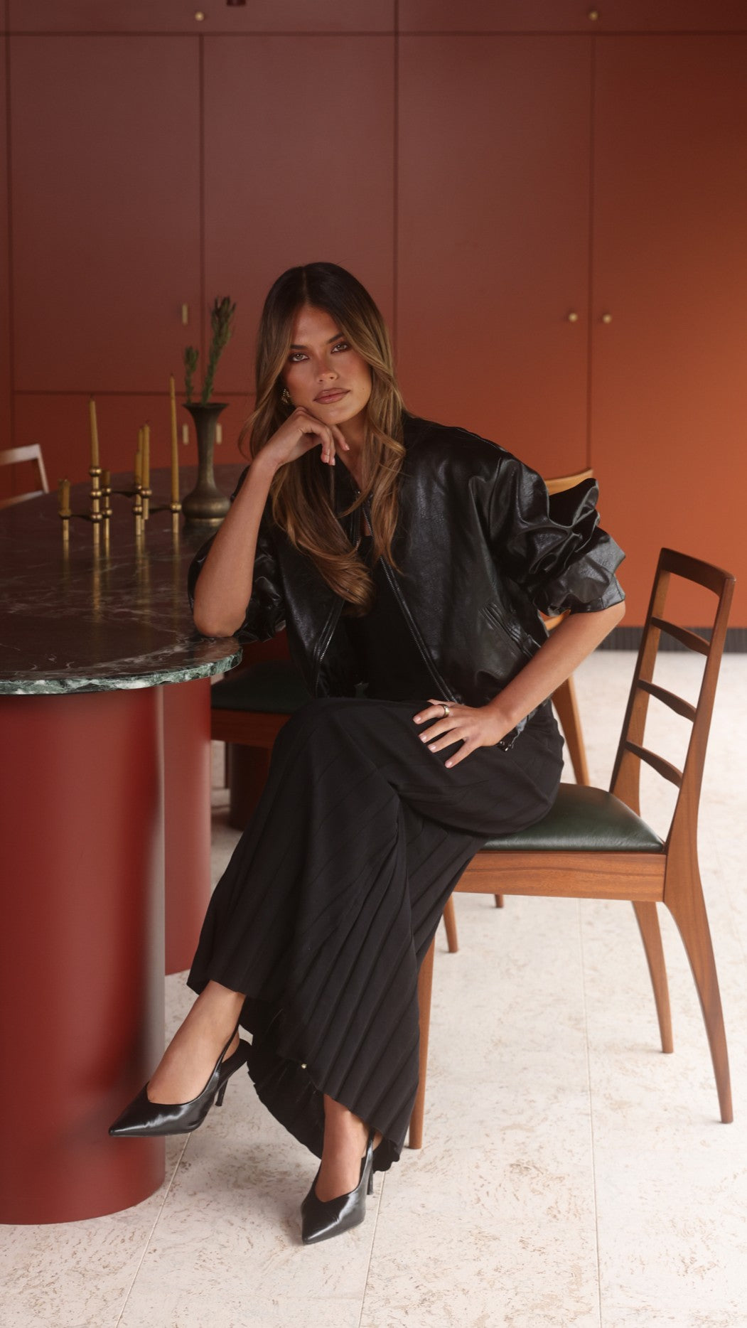 Avalyn Knit Maxi Dress - Black