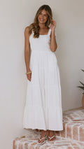 Carlina Tiered Maxi Dress - White