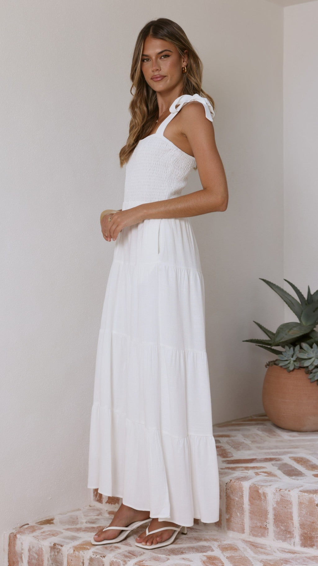 Carlina Tiered Maxi Dress - White