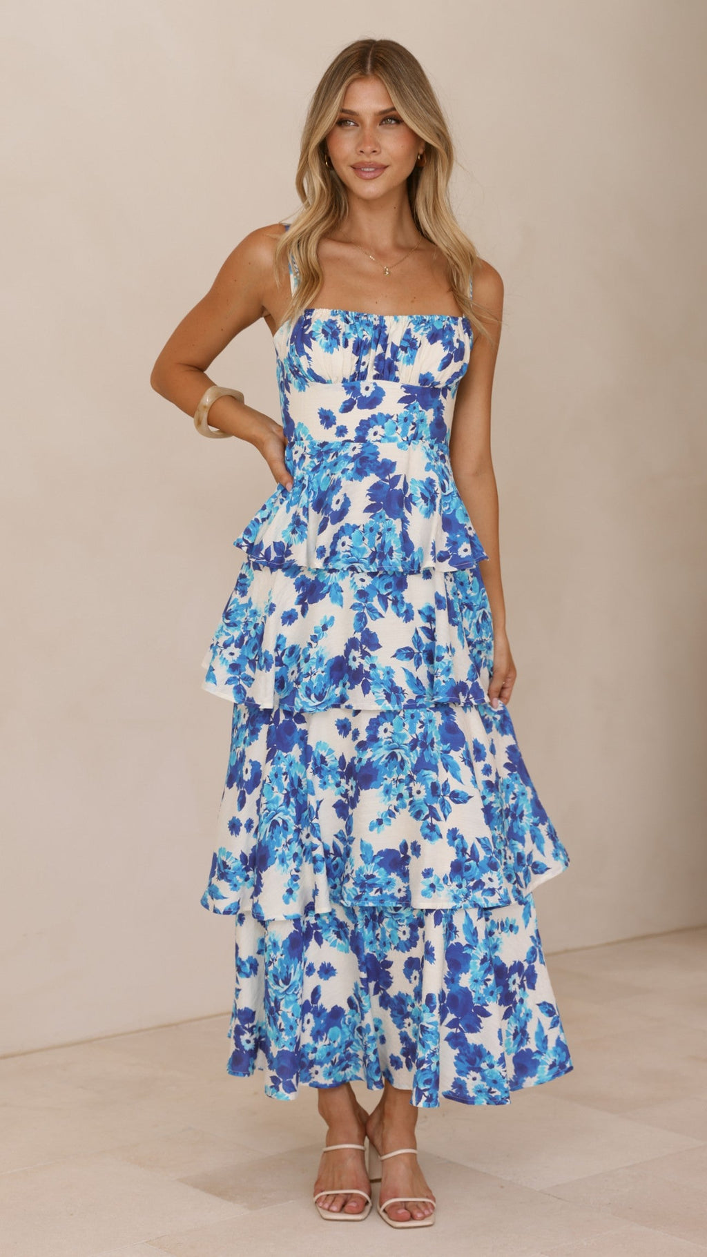 Odilia Maxi Dress - Blue/White Floral