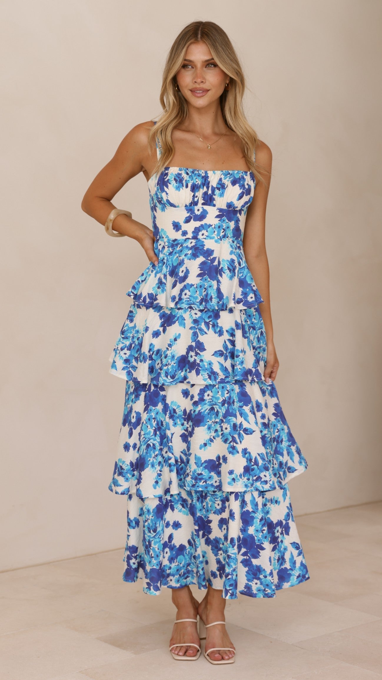 Odilia Maxi Dress - Blue/White Floral