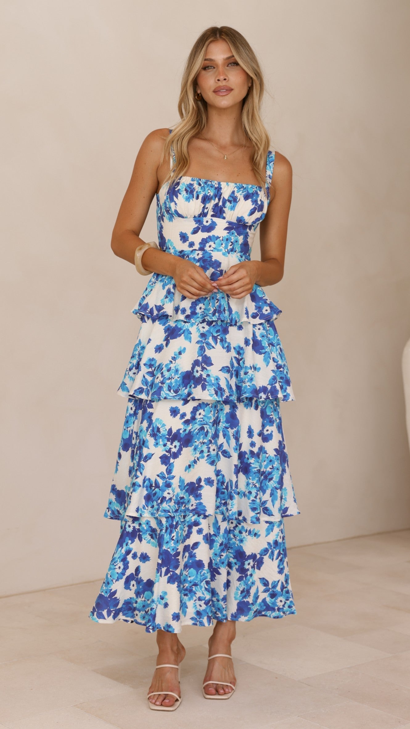 Odilia Maxi Dress - Blue/White Floral