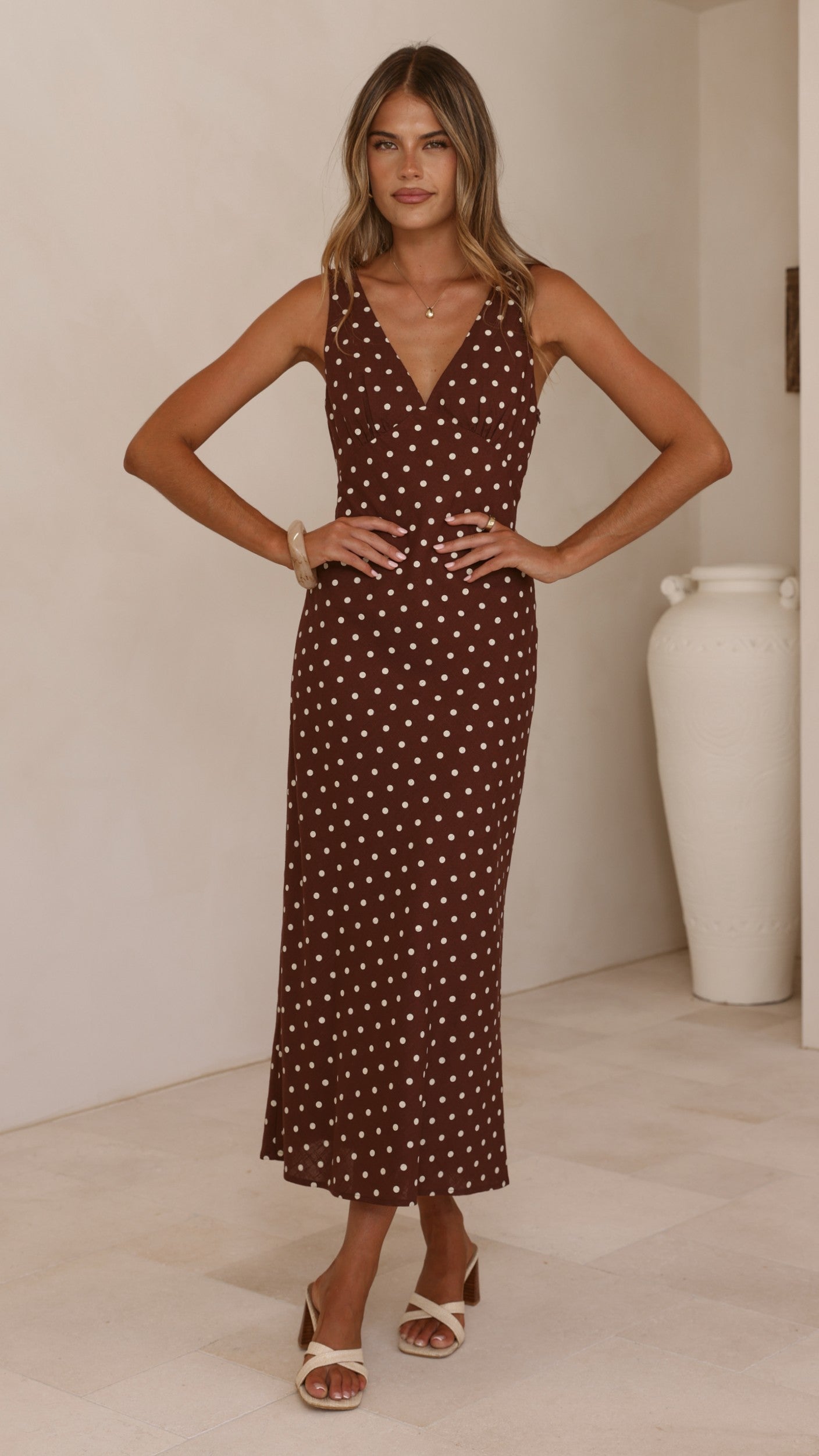 Sammie Maxi Dress - Chocolate/Nude Spot
