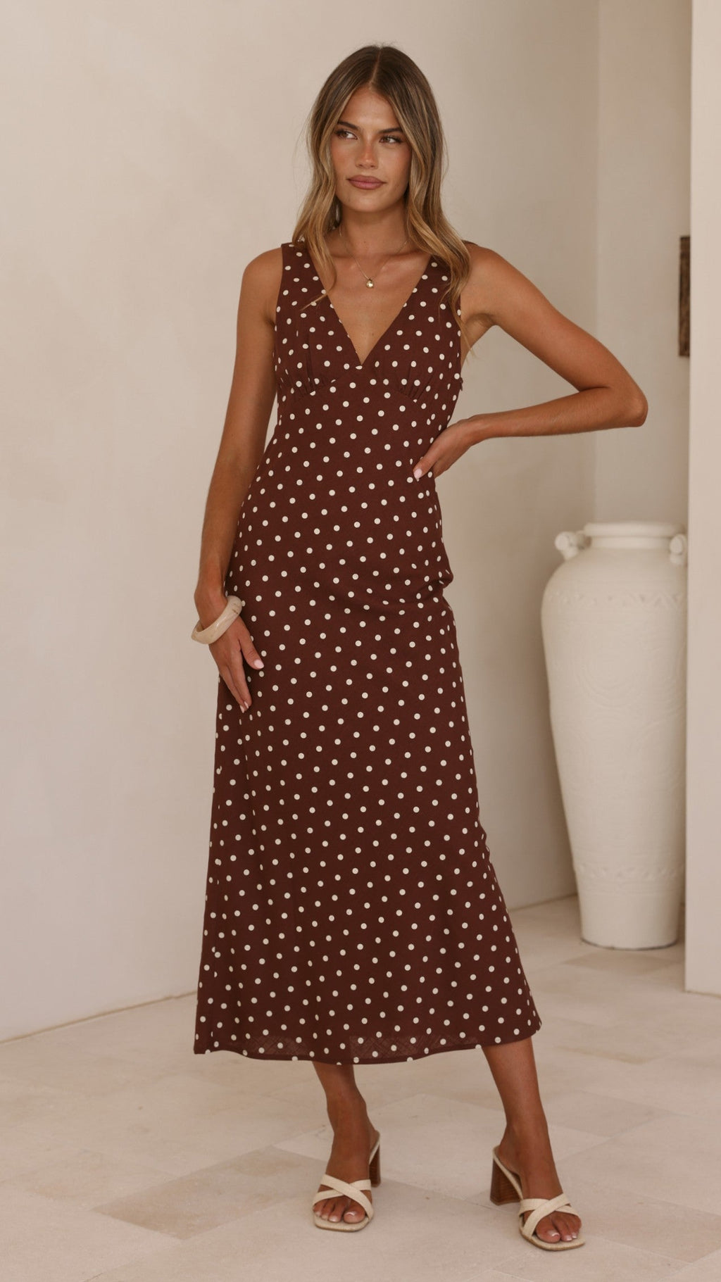 Sammie Maxi Dress - Chocolate/Nude Spot