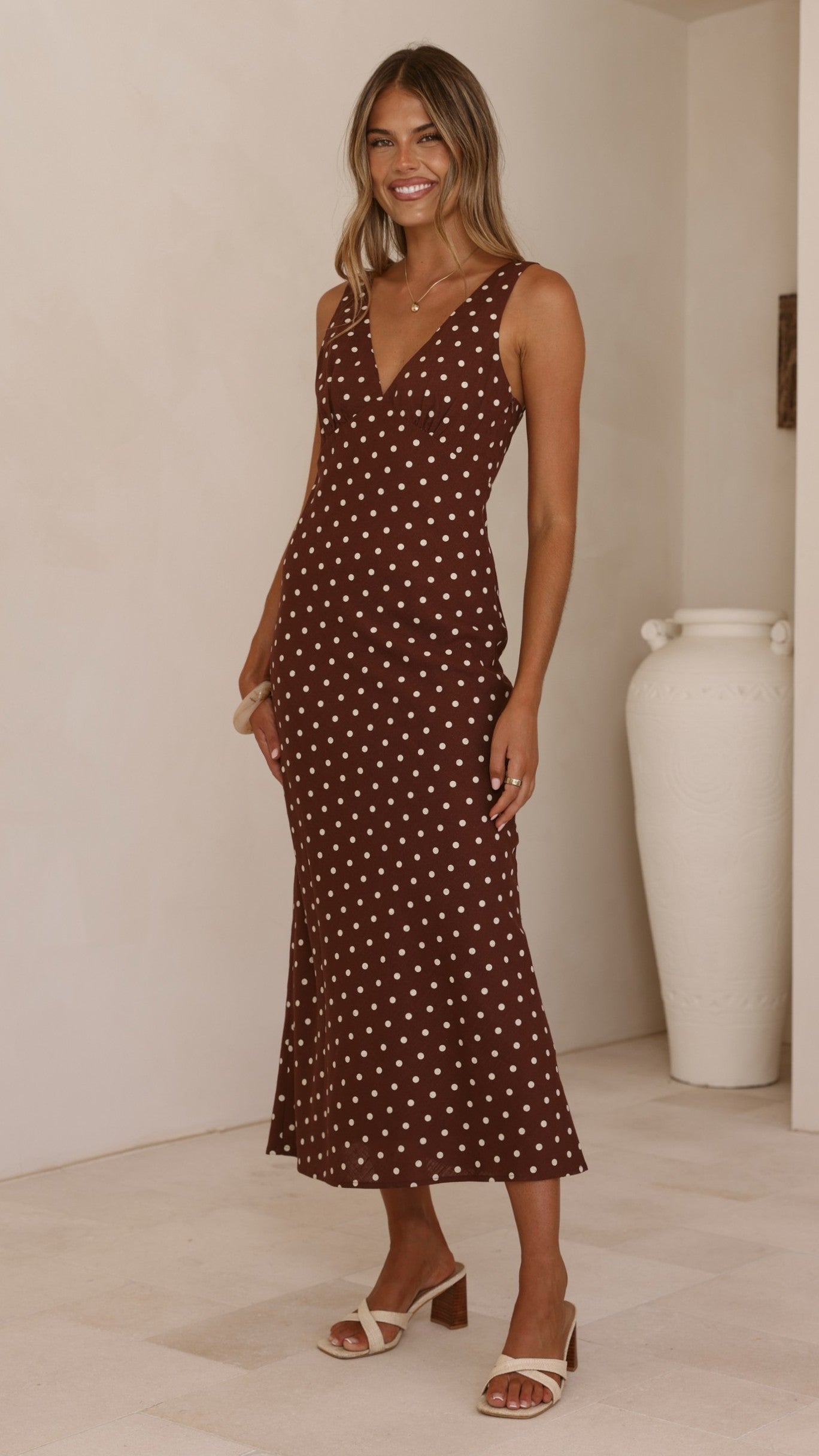 Sammie Maxi Dress - Chocolate/Nude Spot