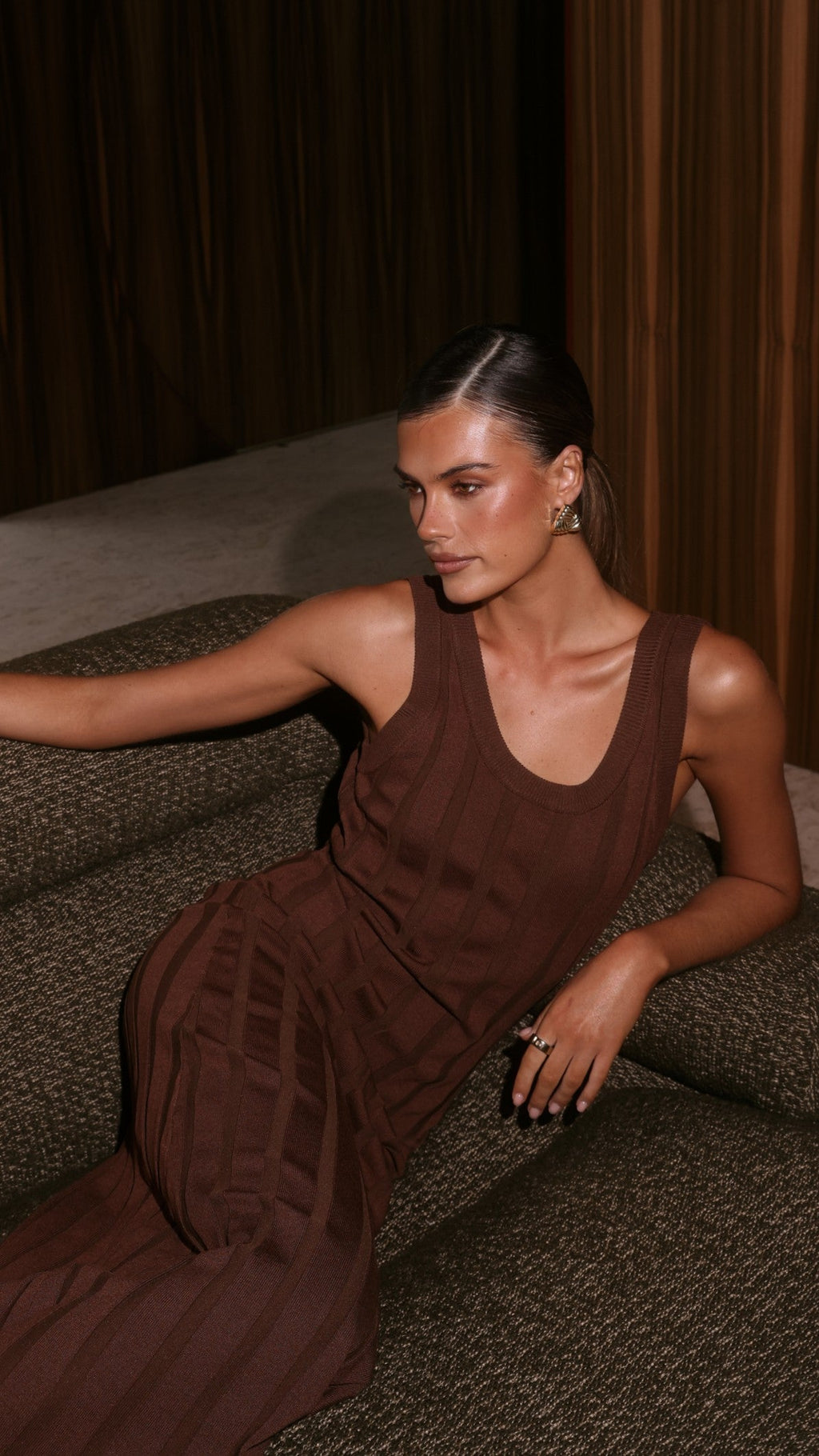Avalyn Knit Maxi Dress - Chocolate