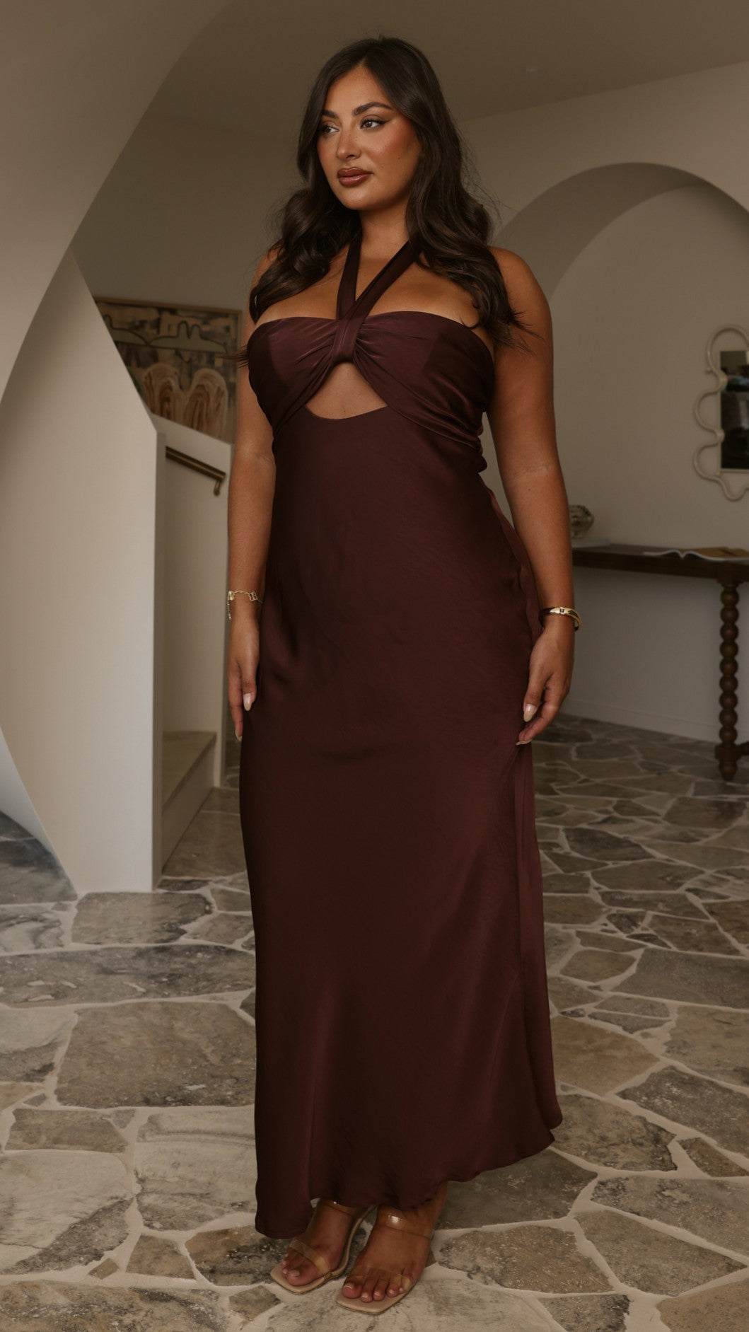Grace Halter Maxi Dress - Chocolate