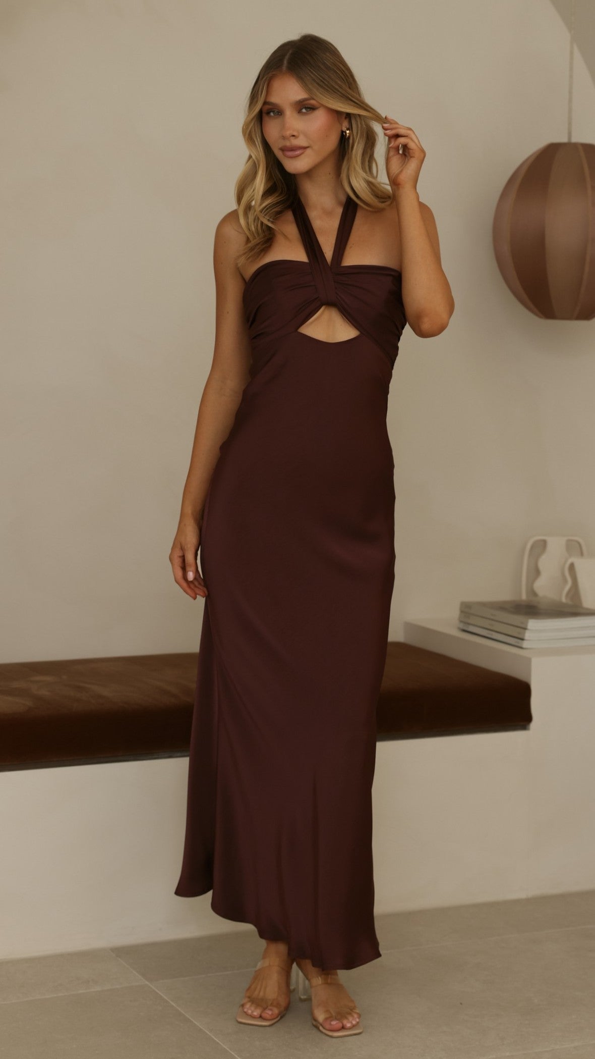 Grace Halter Maxi Dress - Chocolate