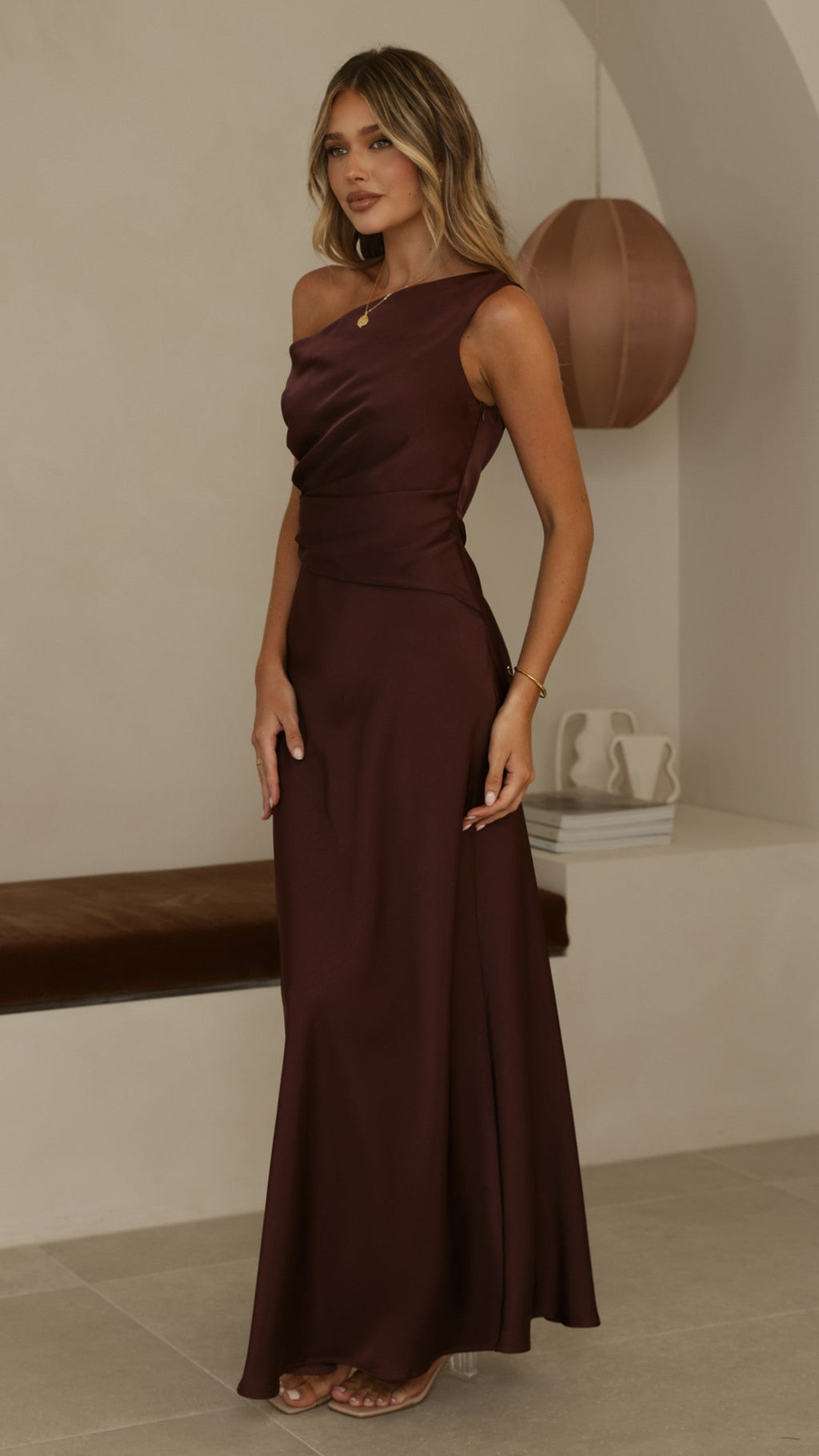 Auria Off Shoulder Maxi Dress - Chocolate