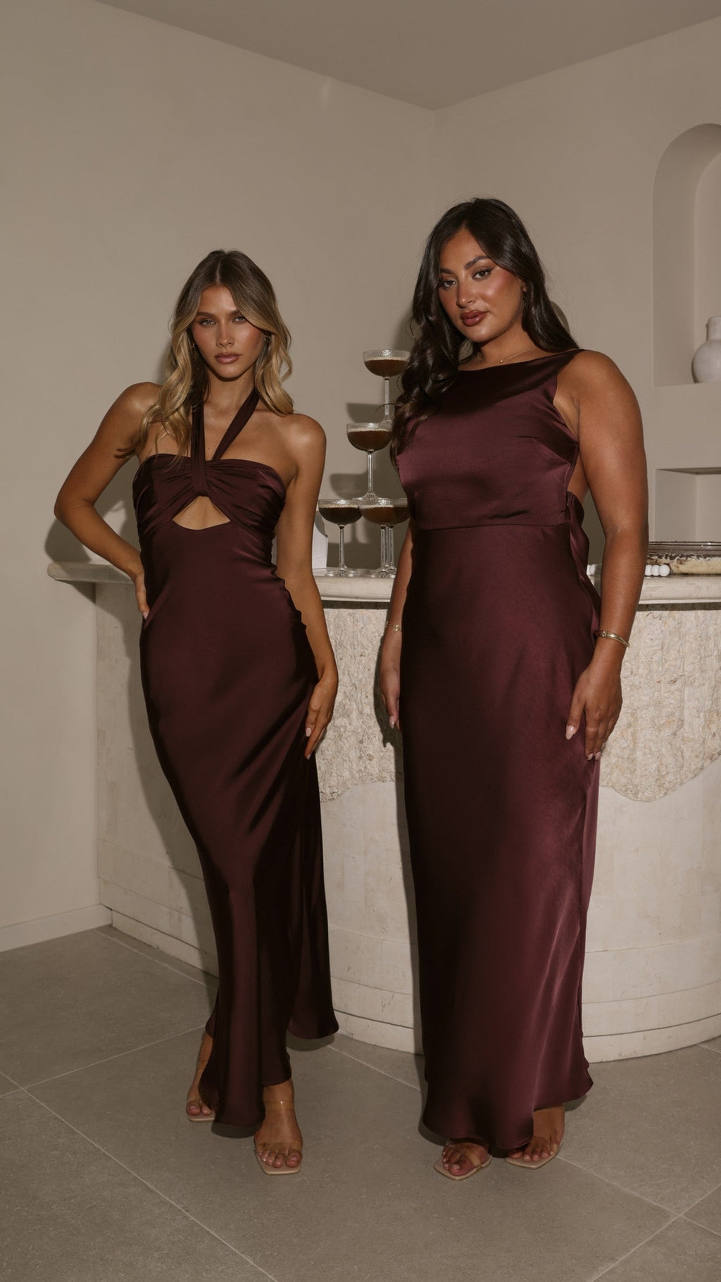 Grace Halter Maxi Dress - Chocolate