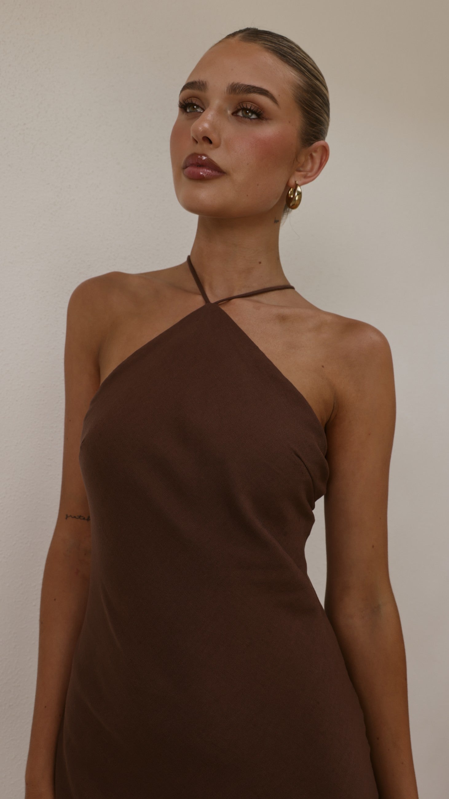 Chiara Linen Maxi Dress - Chocolate
