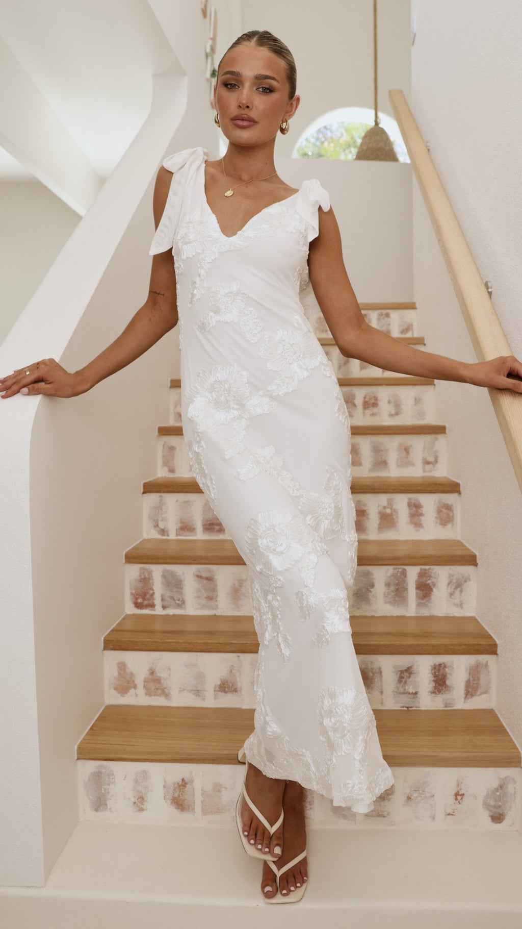 Usha Tie Strap Maxi Dress - White