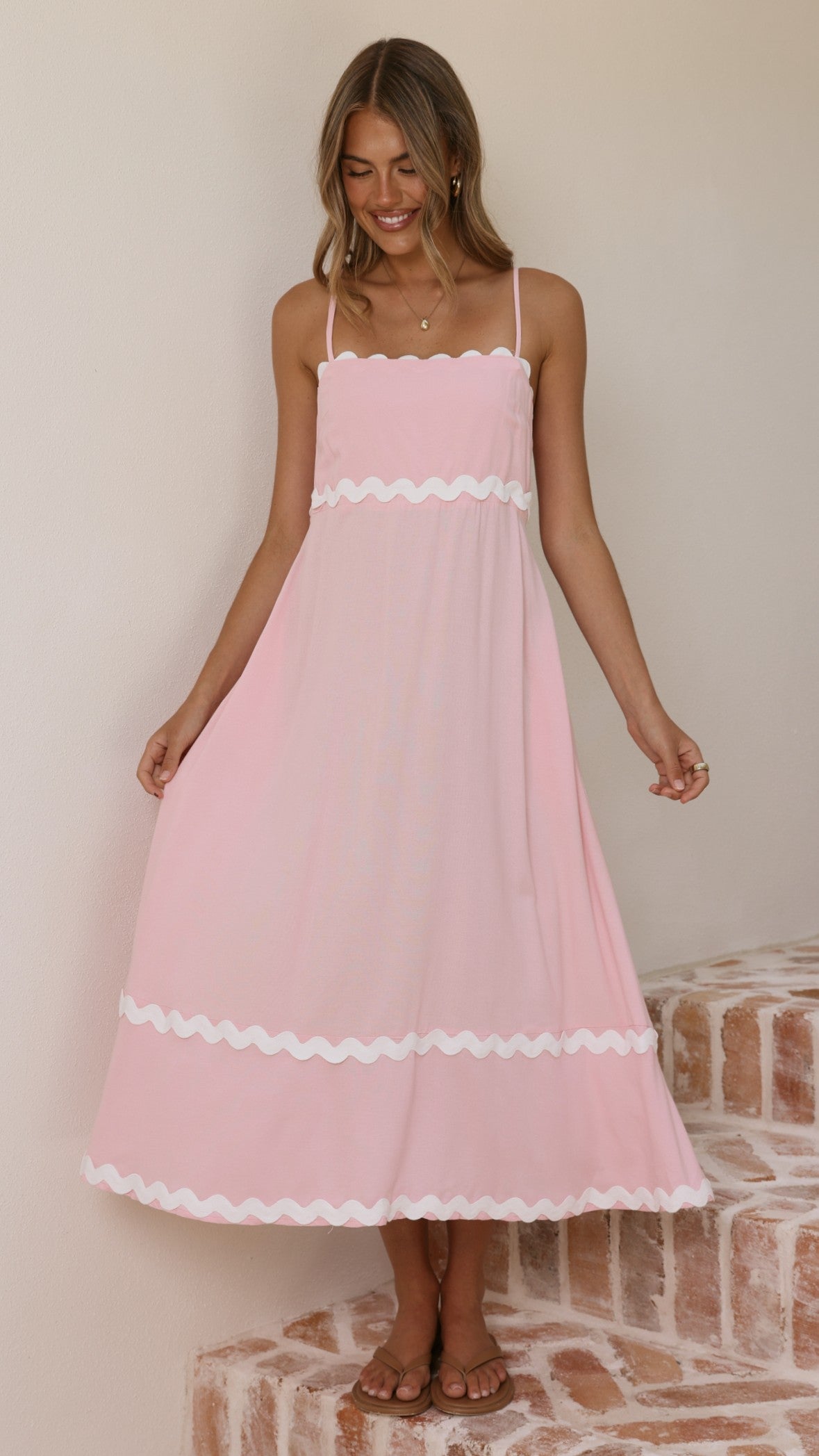 Seraphina Maxi Dress - Pink/White