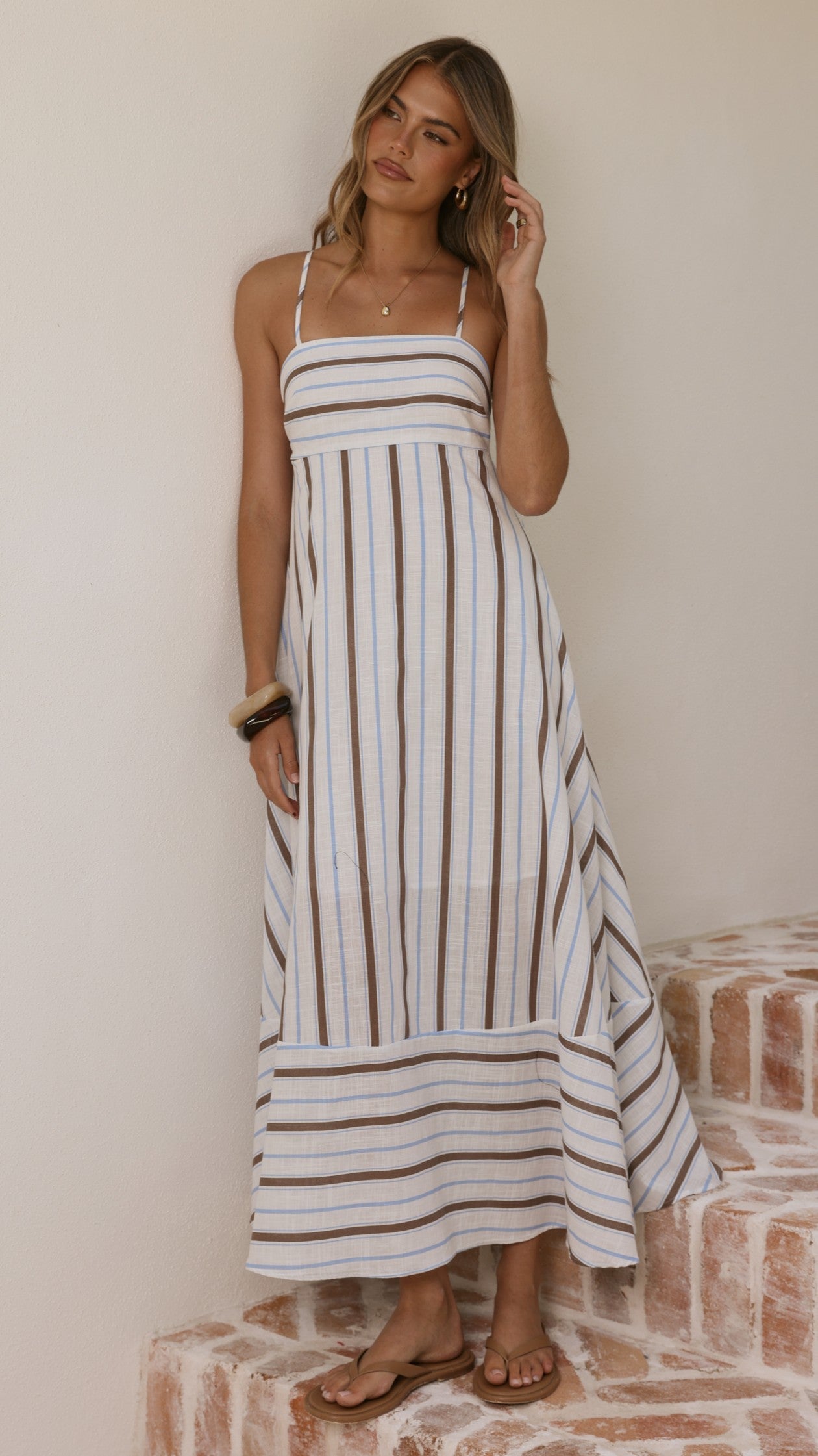 Marcel Maxi Dress - Choc/Blue Stripe