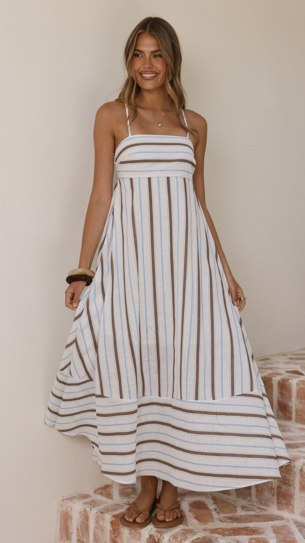 Marcel Maxi Dress - Choc/Blue Stripe