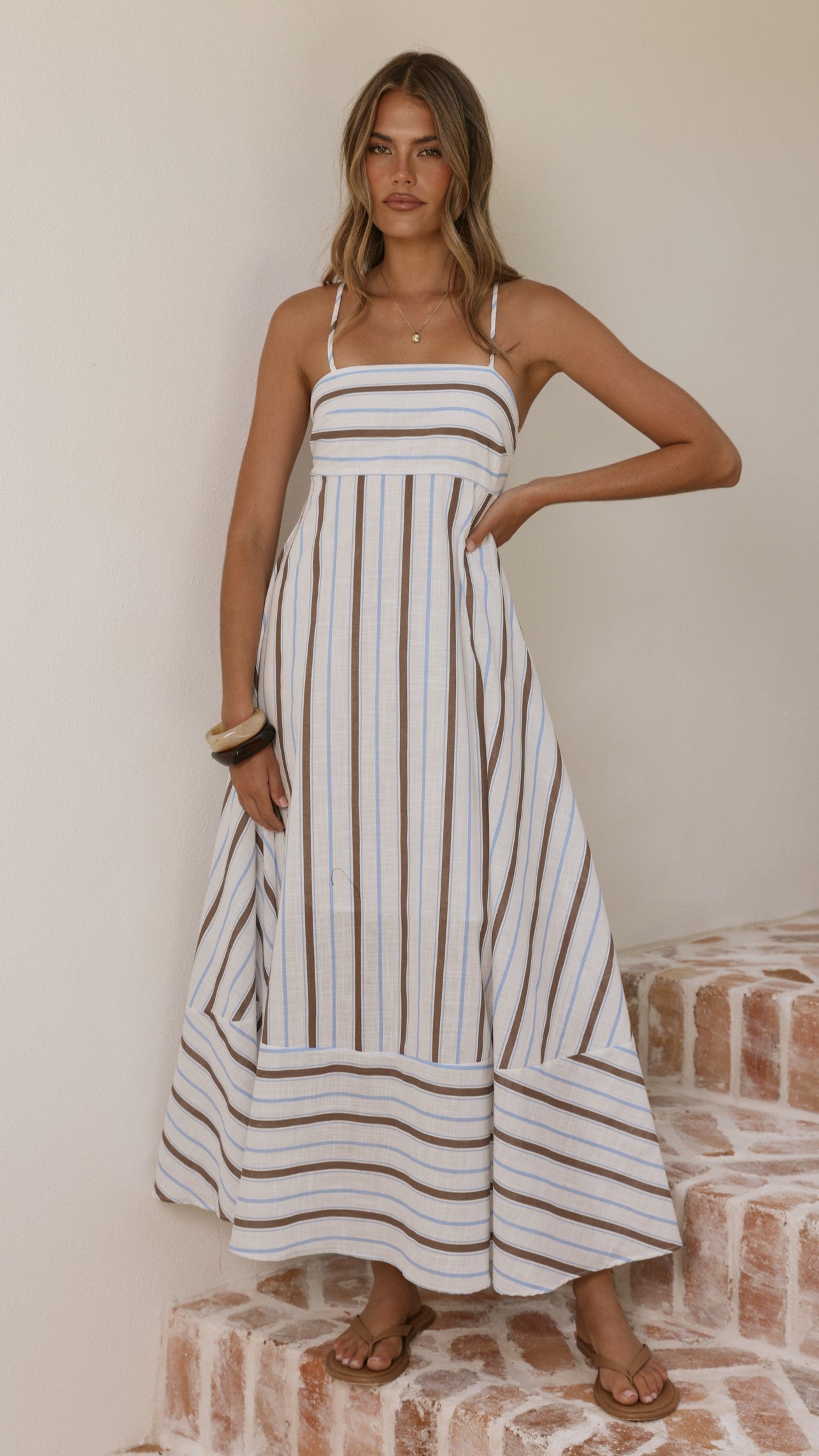 Marcel Maxi Dress - Choc/Blue Stripe