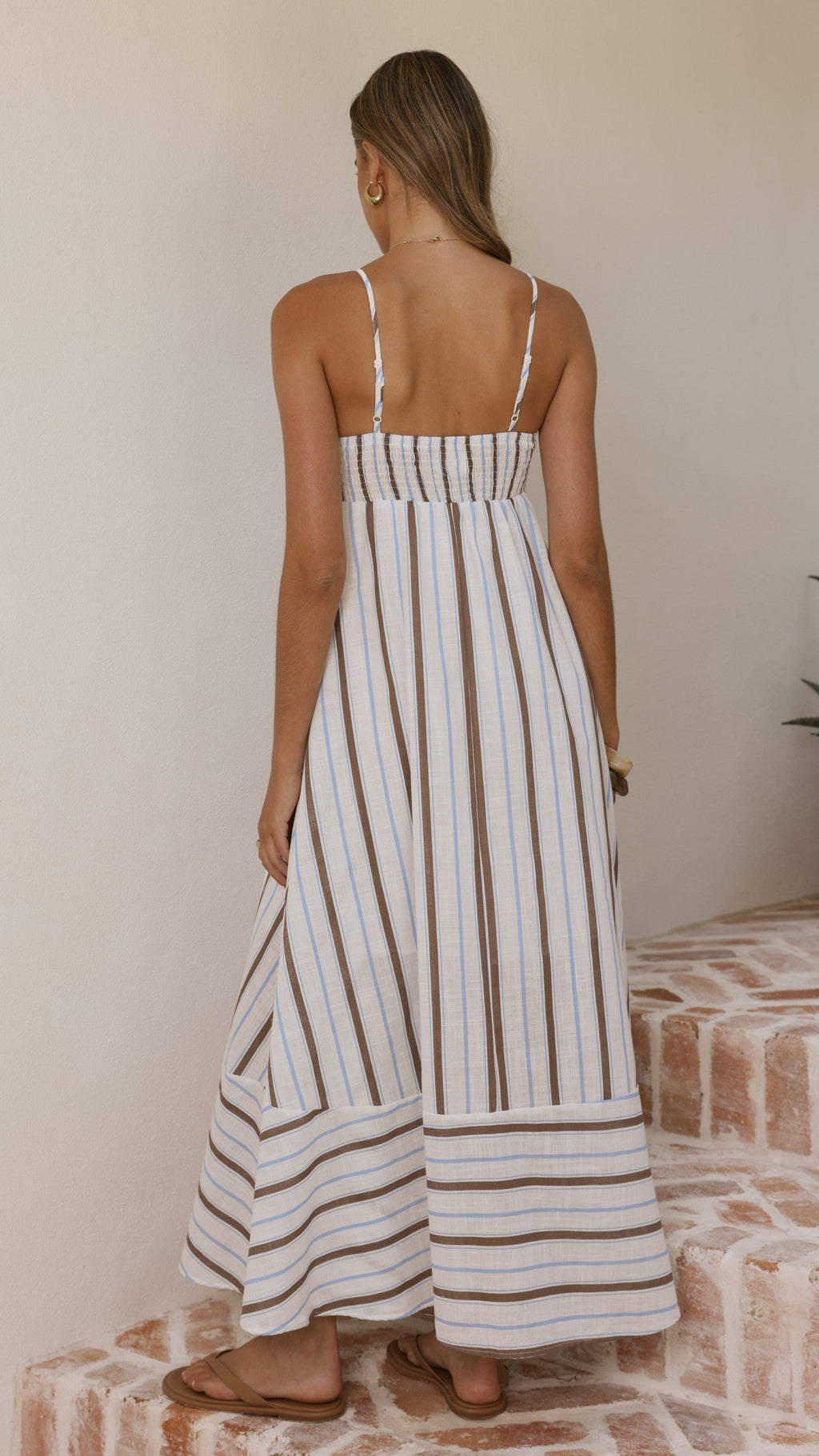 Marcel Maxi Dress - Choc/Blue Stripe