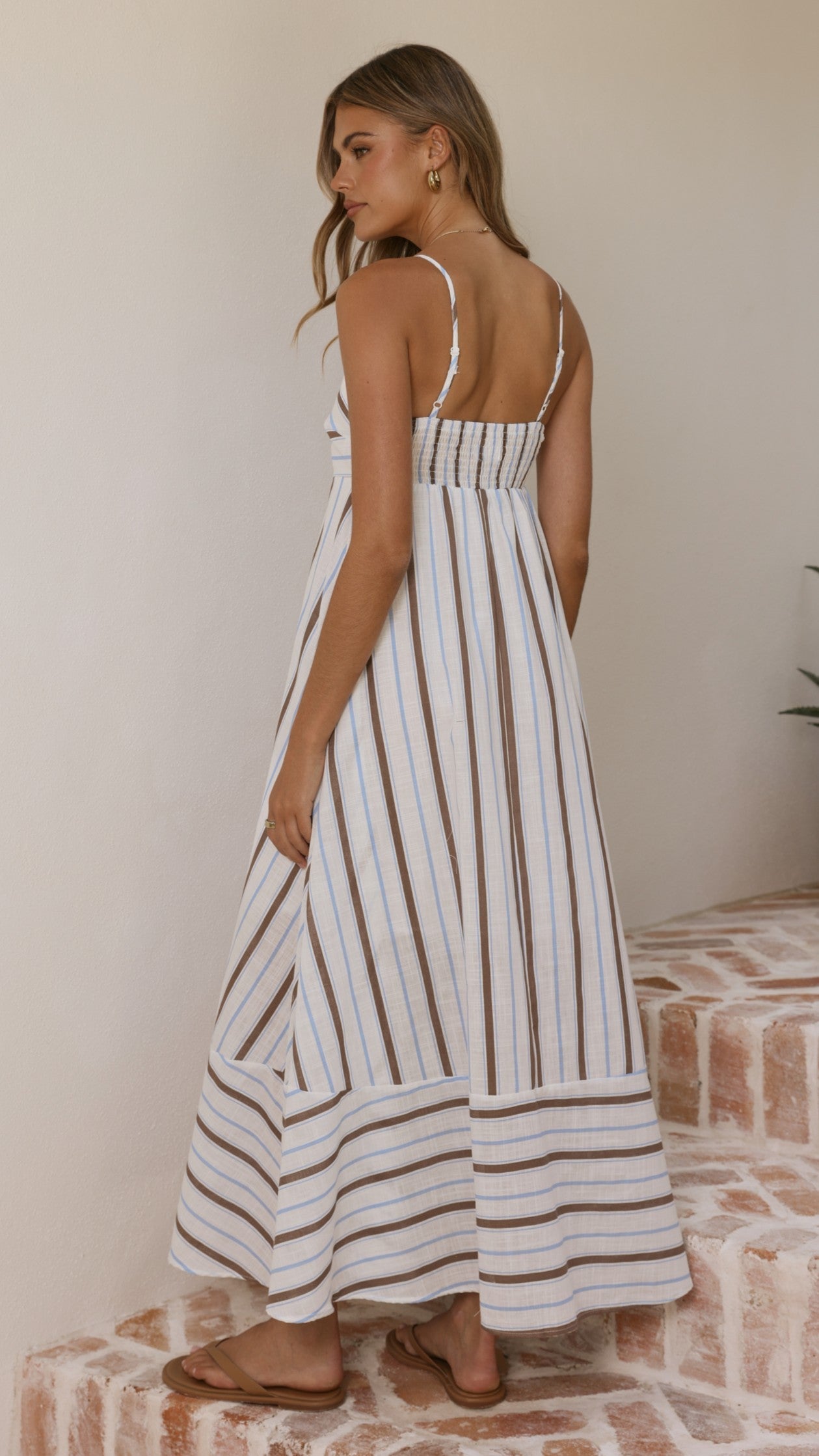 Marcel Maxi Dress - Choc/Blue Stripe