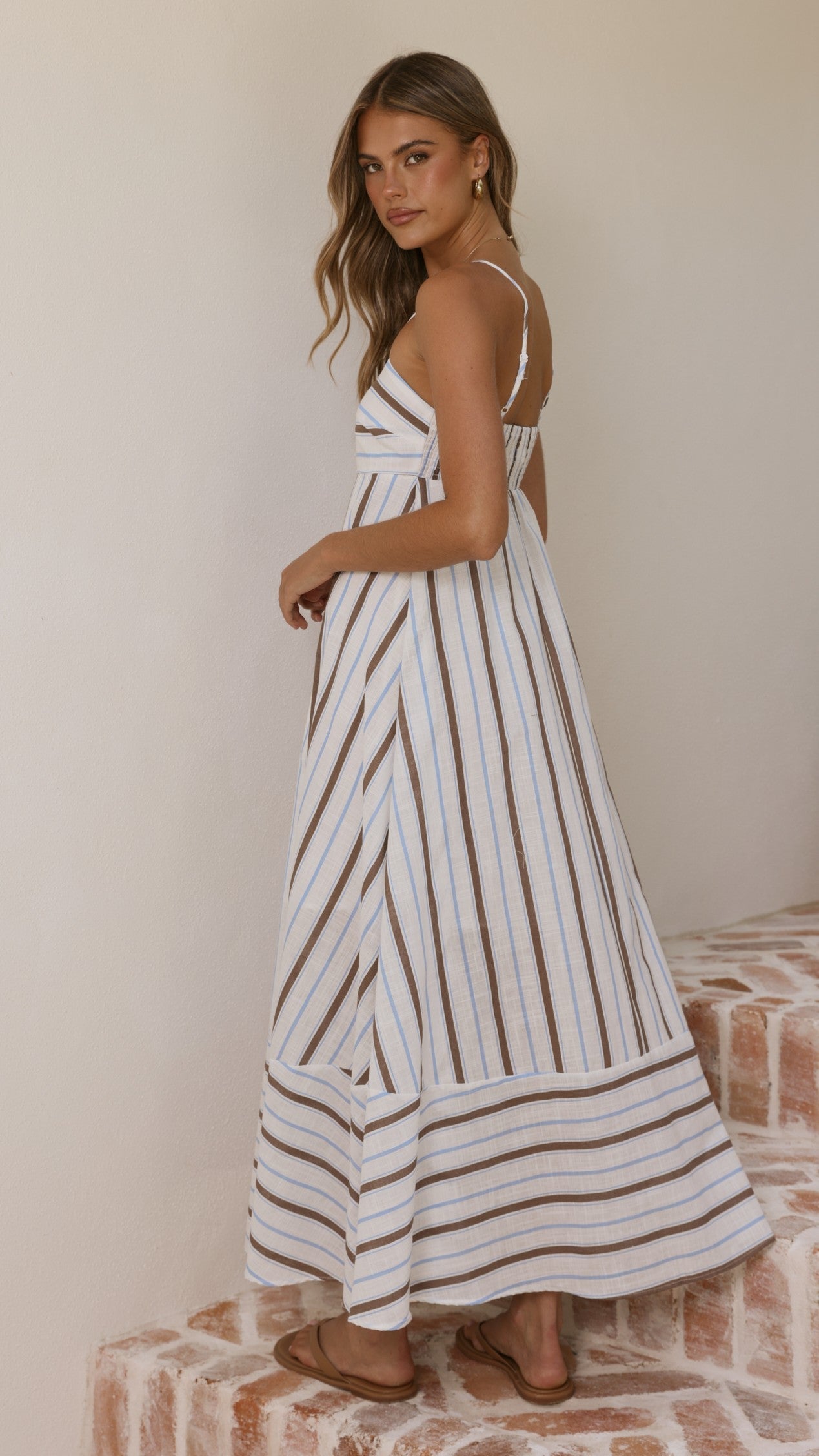Marcel Maxi Dress - Choc/Blue Stripe