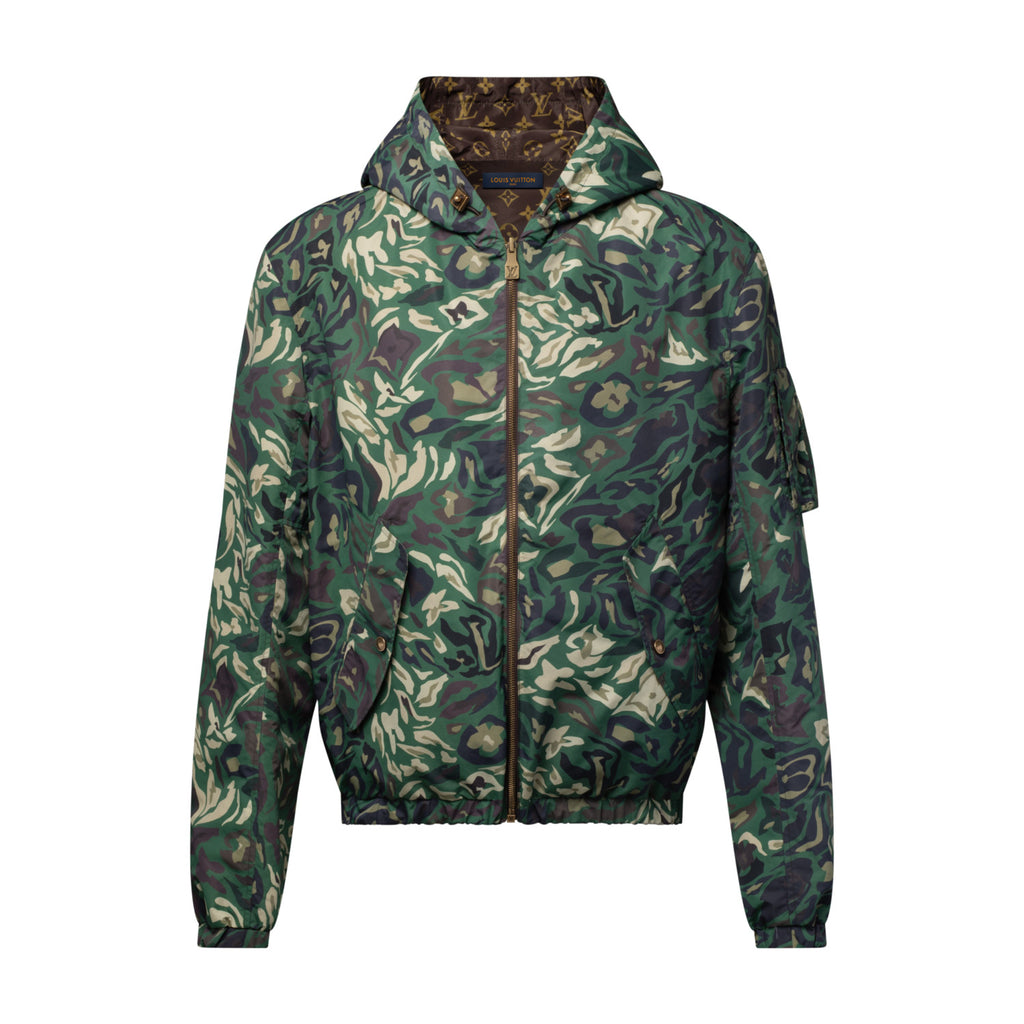 Louis Vuitton MONOGRAM Men's Spring/Fall Fashion Casual Hooded Zipper Camouflage Vintage Print Reversible Hooded Jacket Trench Coat Jacket #79491
