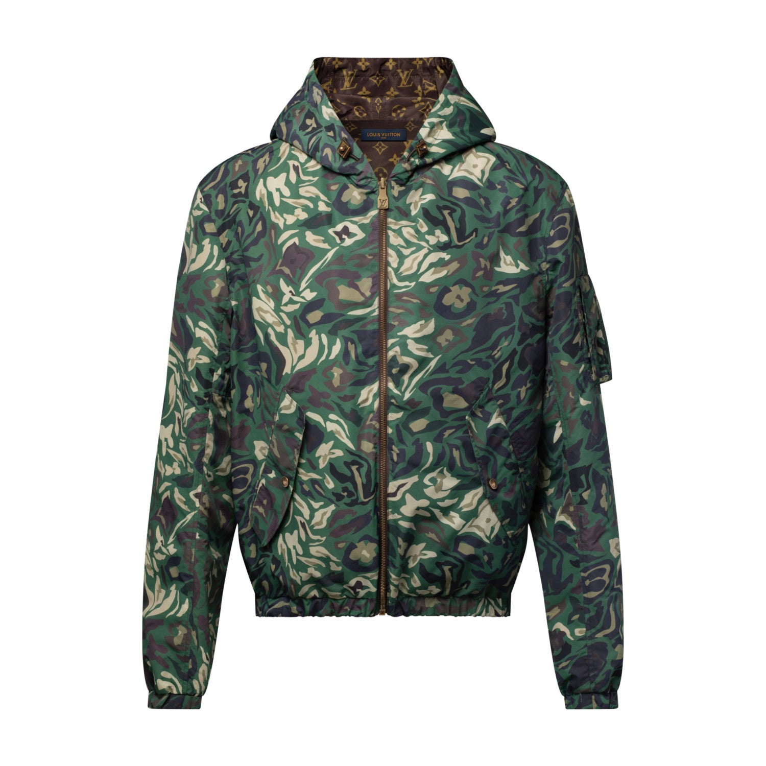 Louis Vuitton MONOGRAM Men's Spring/Fall Fashion Casual Hooded Zipper Camouflage Vintage Print Reversible Hooded Jacket Trench Coat Jacket #79491