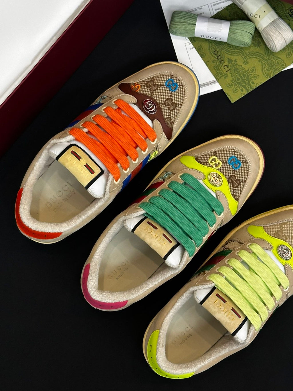 Gucci Screener Men's and Women's Fashion Casual Round-Toe Lace-Up Classic Print Low-Top Sneakers #78429