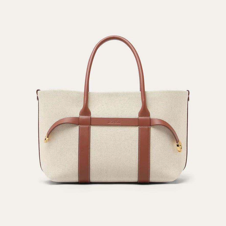 Loro Piana Ghiera Shopper Women's Classic Fashion Solid Color Ring Buckle Leather Tote Bag Bags #78198