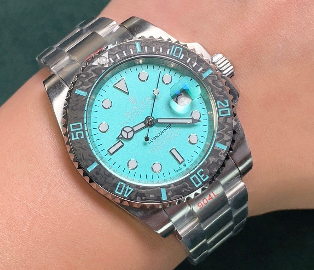 Rolex Carbon Fibre Bezel Mechanical Watch In 904L Stainless Steel Throughout #91137