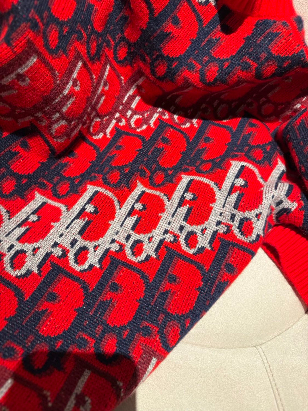 DIOR Dior Oblique Sweater Red Wool Jacquard #375646