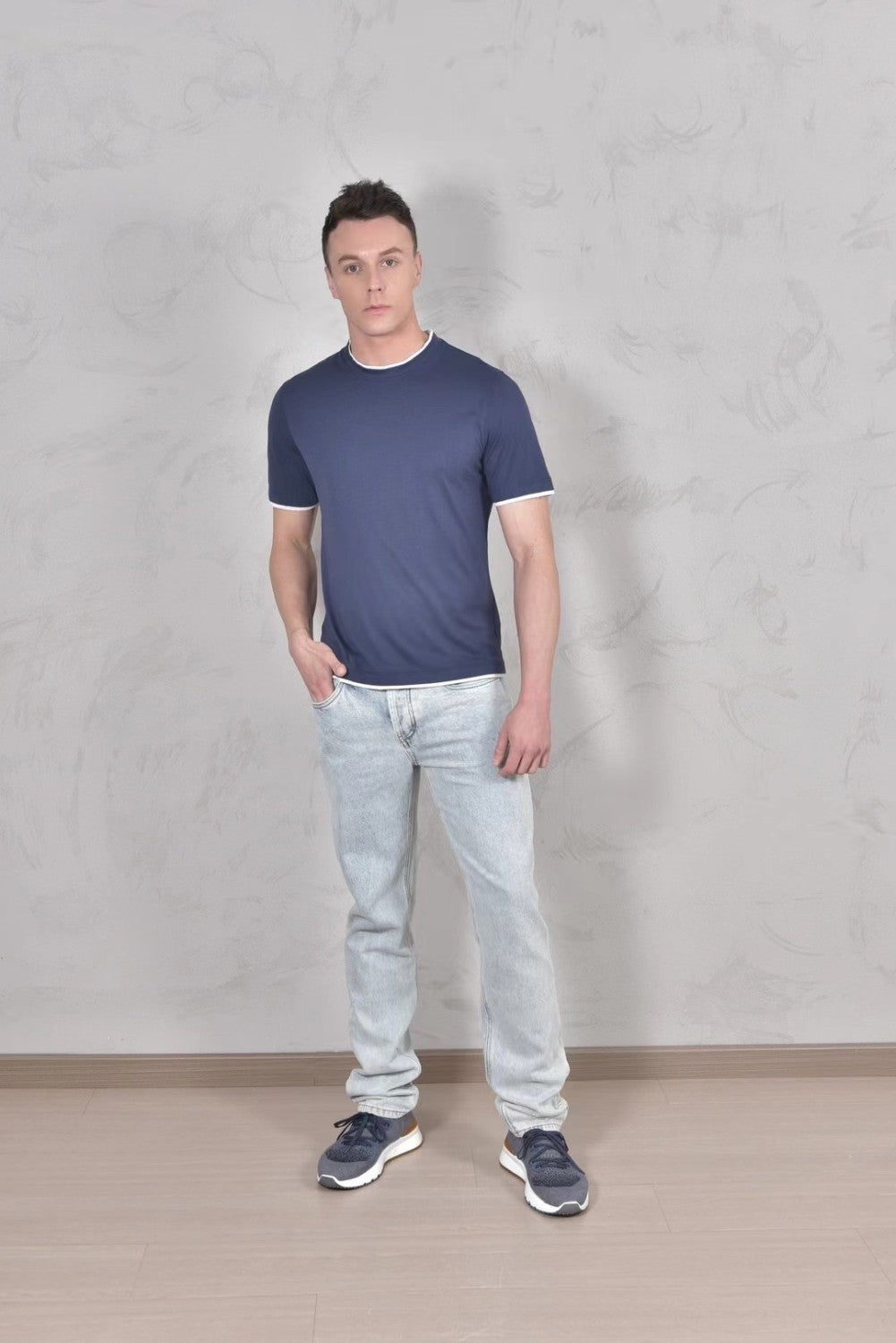 Brunello Cucinelli Men's Spring And Summer Fashion Trend Color Blocking Classic Short-sleeved Comfortable Positive Shoulder Round Neck T-shirt Tops #99379