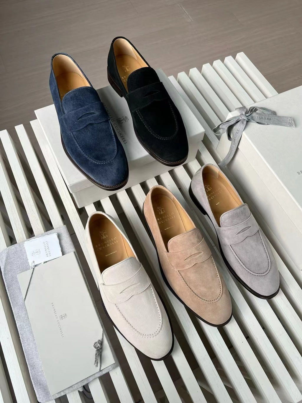 Brunello Cucinelli Men's Fall And Winter Suede Lefebvre Shoes Fashion Trend Business Casual One Foot Stirrup Lefebvre Shoes Temperament Driving Shoes Ngvp #2623