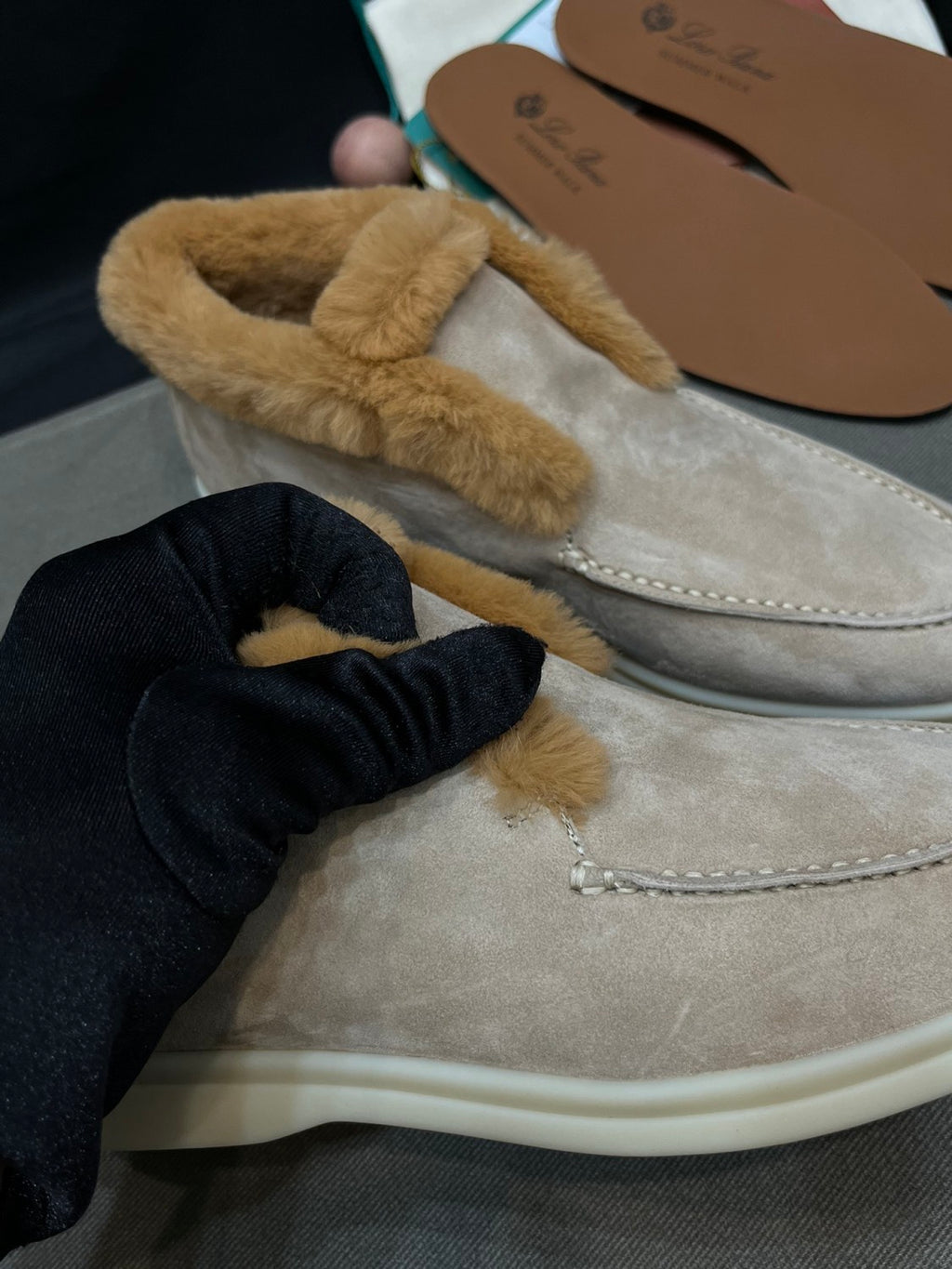 Loro Piana Women's Open Walk Ankle Boots Fall/Winter Beaver Fur High-Top Shoes Solid-Color Casual Low-Top Flats Shoes #81599