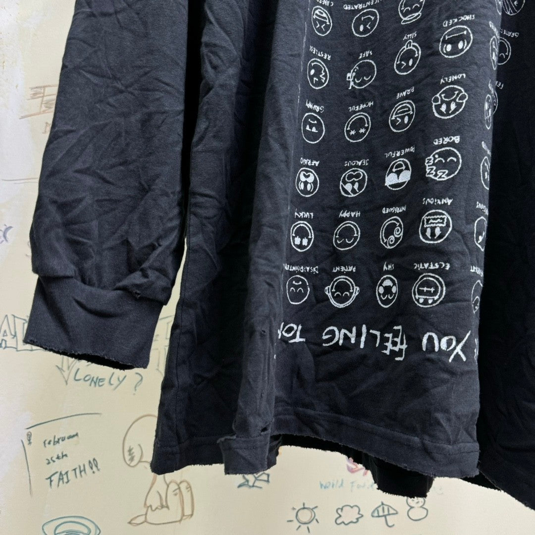Balenciaga Men Women Summer Letter Printed Loose Cotton Round Neck Black Long Sleeve T-Shirt Ngvp #9556