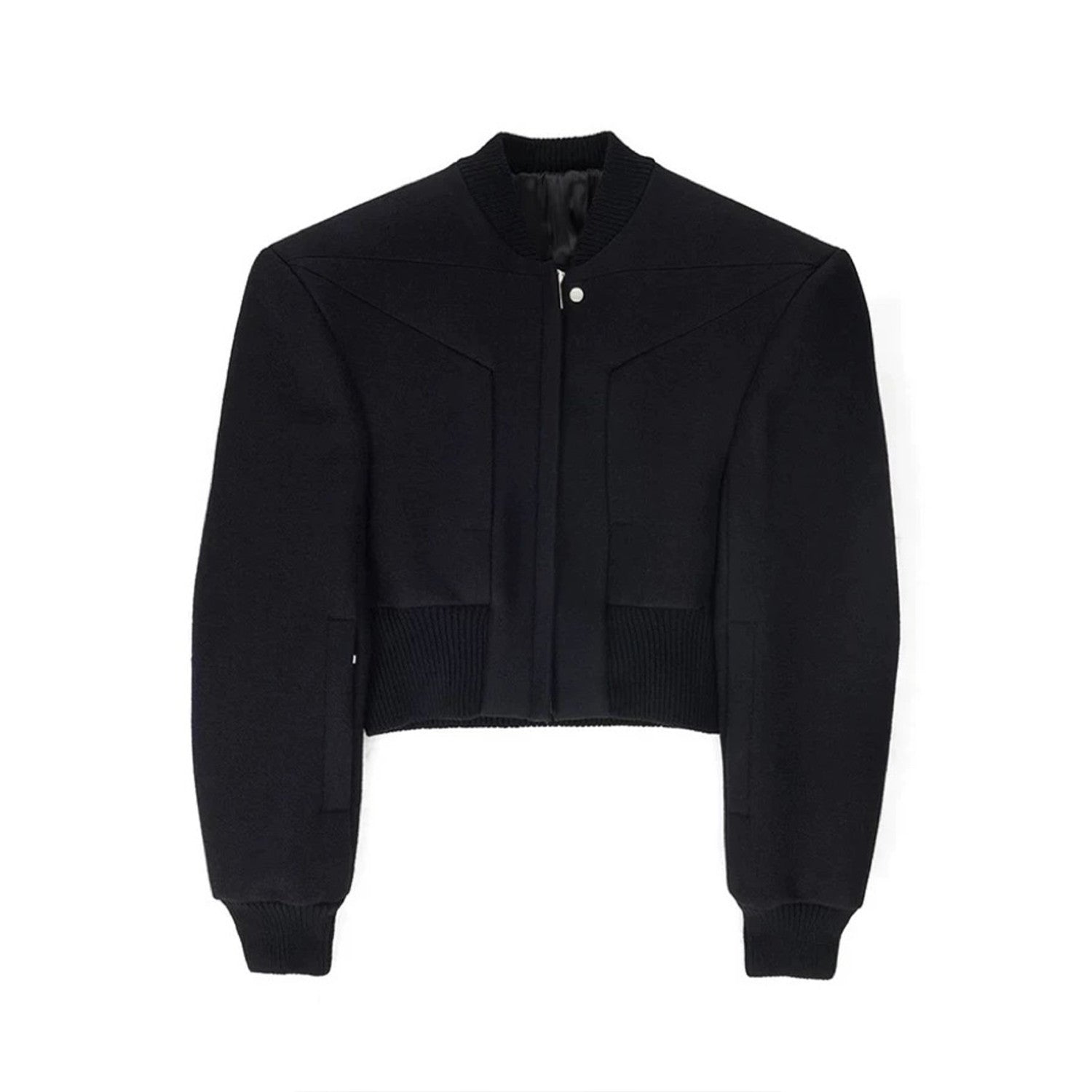 Rick Owens Men's Winter Dark Wool Shoulder Padded Flight Jacket Waisted Peplum Fitted Jacket Ngvp #8922