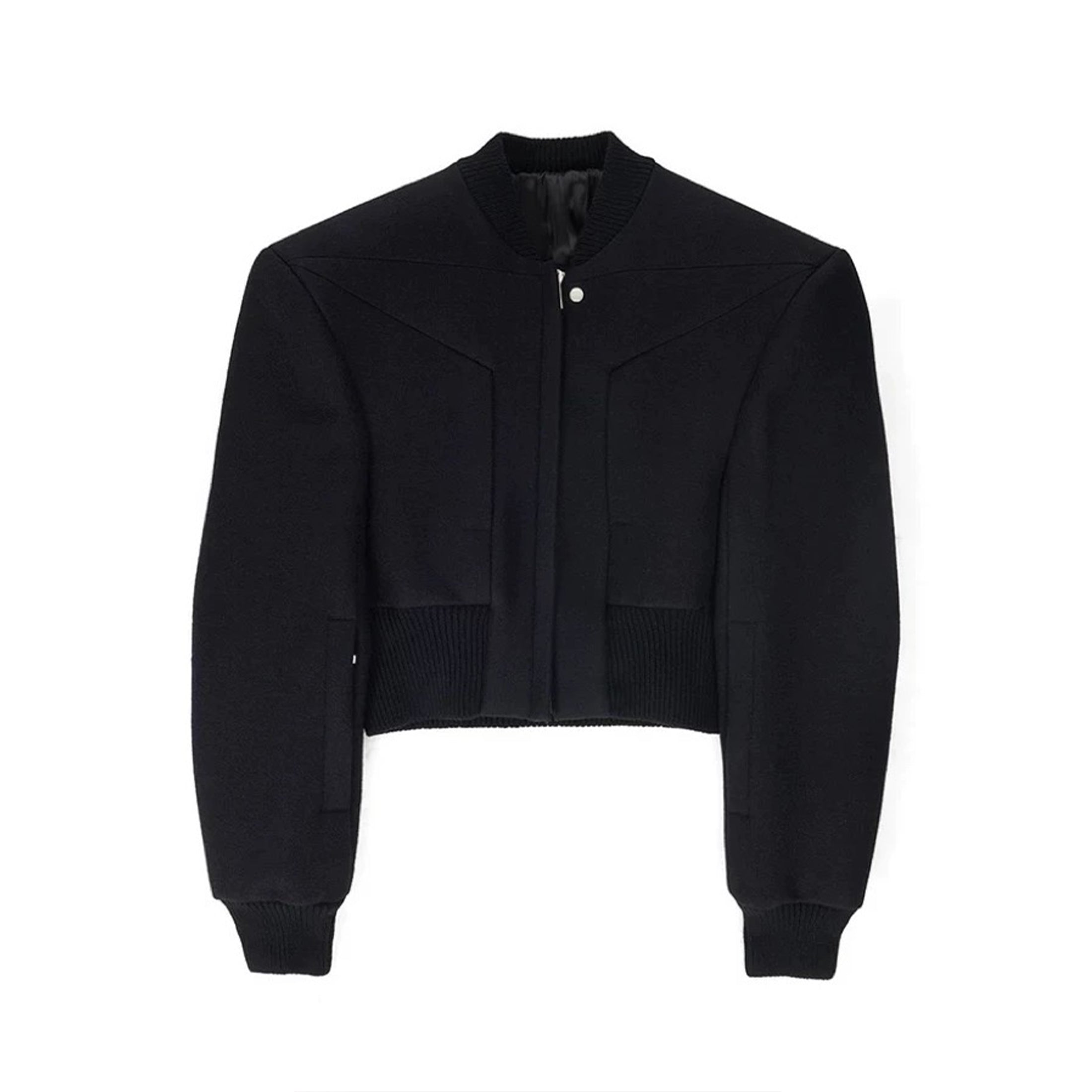 Rick Owens Men's Winter Dark Wool Shoulder Padded Flight Jacket Waisted Peplum Fitted Jacket Ngvp #8922