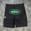 Corteiz Guerilla Cargo Shorts Black/Green