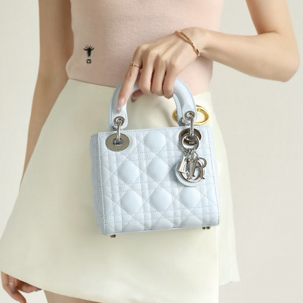Dior Lady Women's Fashion Classic Logo Embroidered Leather Silver Buckle Lady D Bag Shoulder Bag Tote Chain Bag Bags M0505PNGE-M26Z #78476