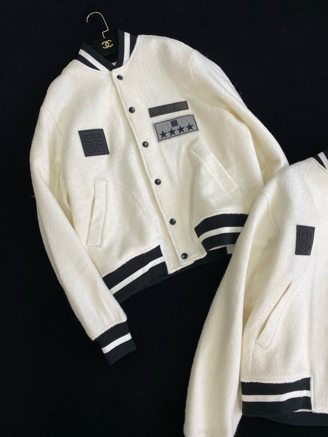 Givenchy Men's Fall/Winter Black and White Patchwork Casentino Wool Single Breasted Jacket #97953
