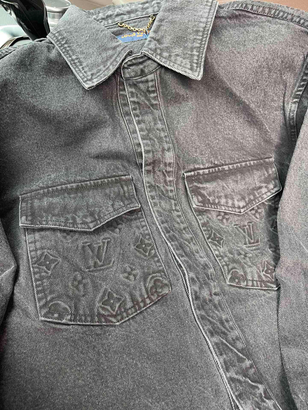 Louis Vuitton Men's Fall/Winter Three-dimensional Embossed Pocket Denim Jacket Pants Set Suit #97227