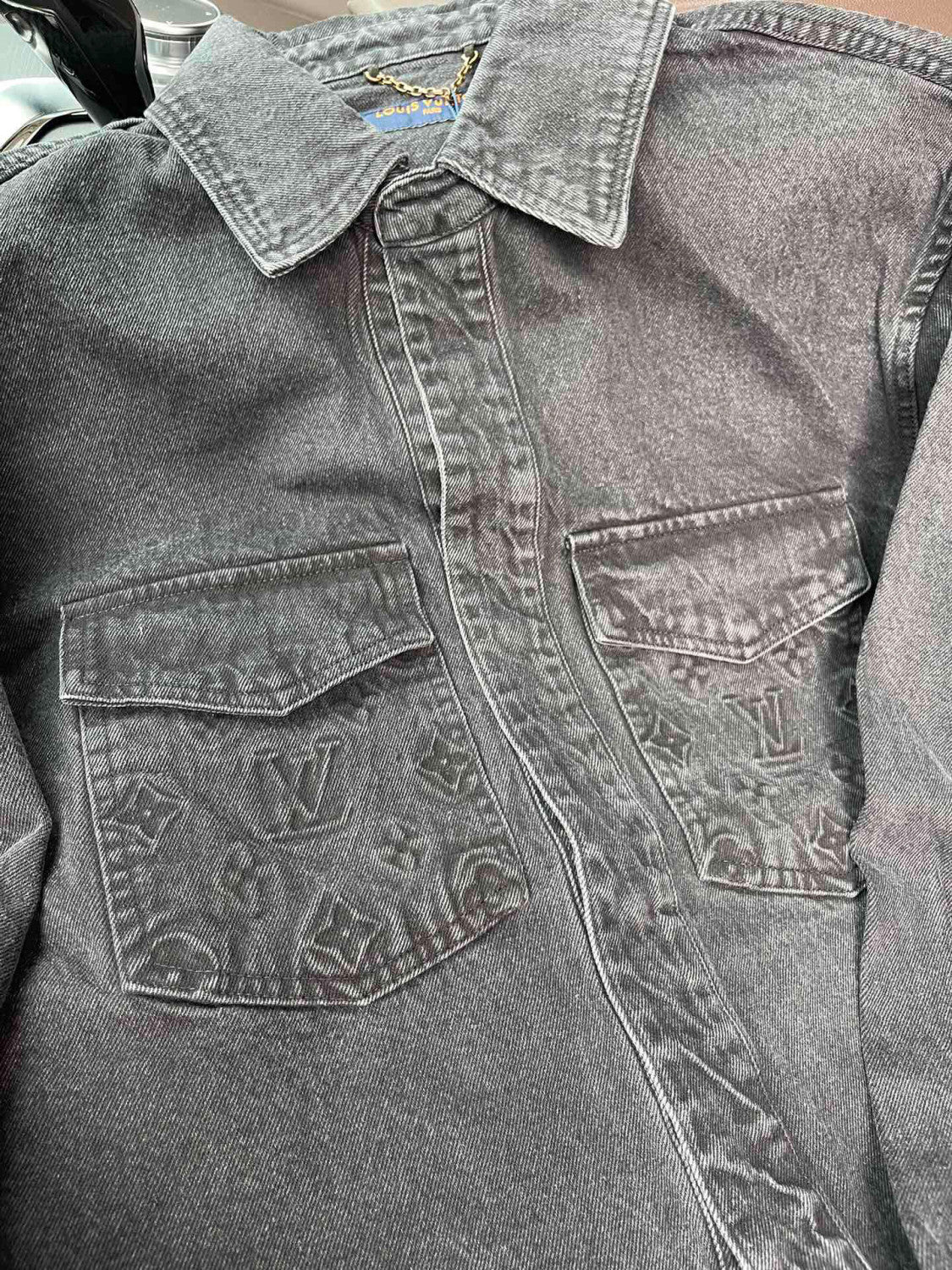 Louis Vuitton Men's Fall/Winter Three-dimensional Embossed Pocket Denim Jacket Pants Set Suit #97227