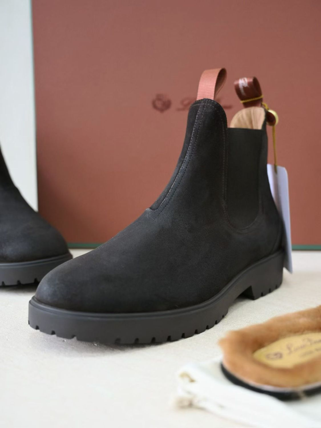 Loro Piana Men's Dover Walk Men's Chelsea Boots Winter shoes Low Cut Round Toe Martin Boot #332379