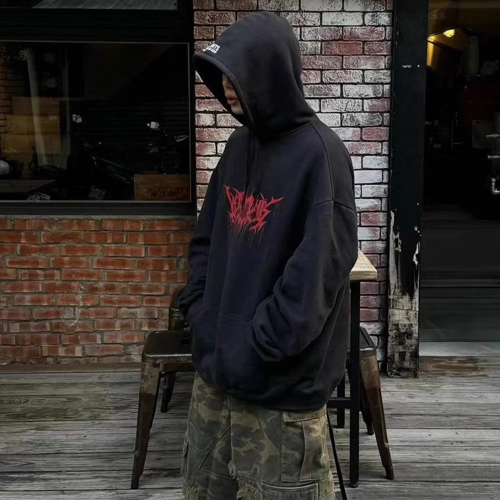 Vetements Men's High Street Dark Style Letter Print Hooded Sweatshirt Spring And Autumn Fashion Single Piece Peplum Loose Sweatshirt Ngvp #1177