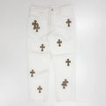 Chrome Hearts Men's Four Seasons High Street Leopard Cross Embroidered Old White Casual Straight Leg Trousers #98635